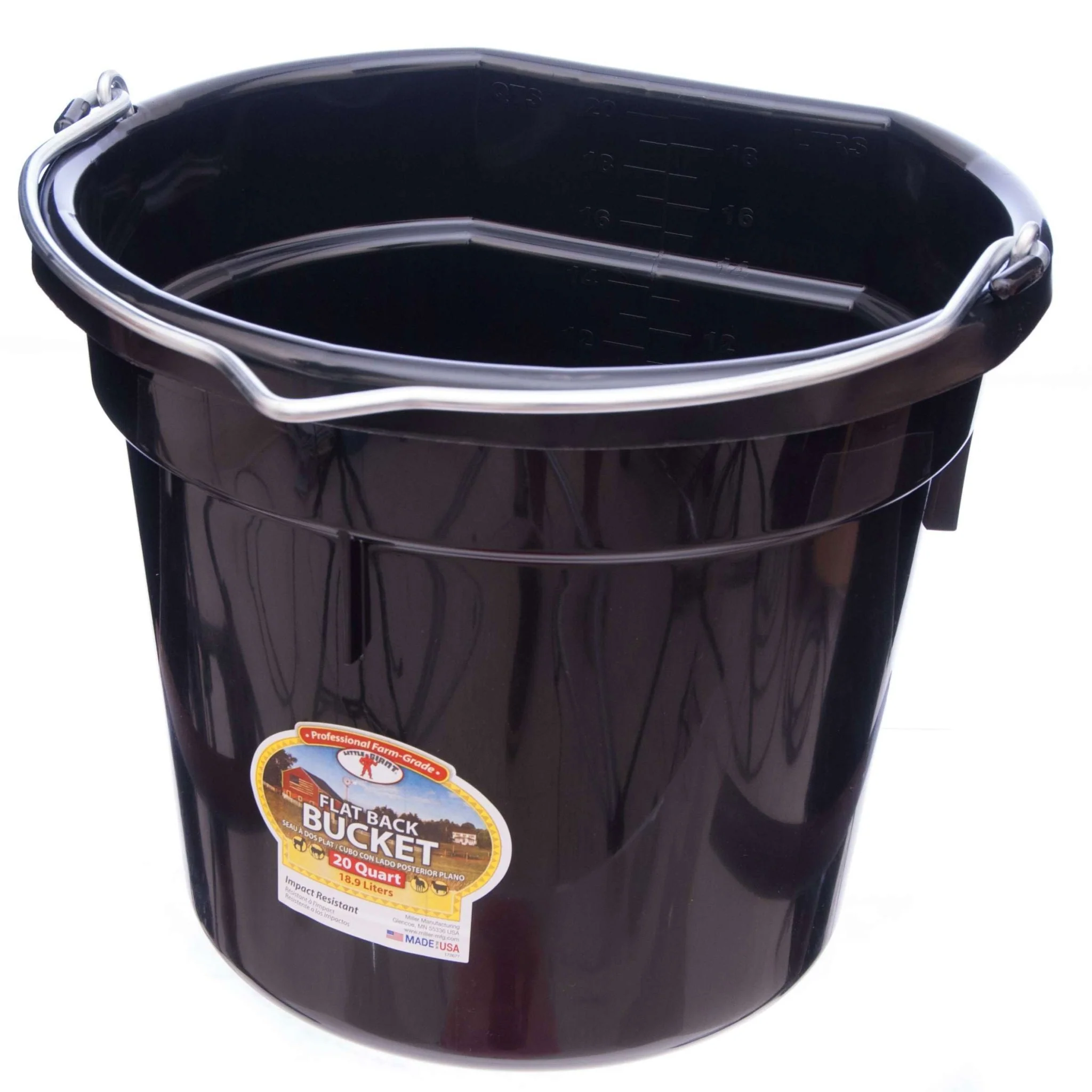 Little Giant Flat-Back Plastic Buckets – Impact-Resistant, Easy to Hang, 8 qt & 20 qt - Image 2