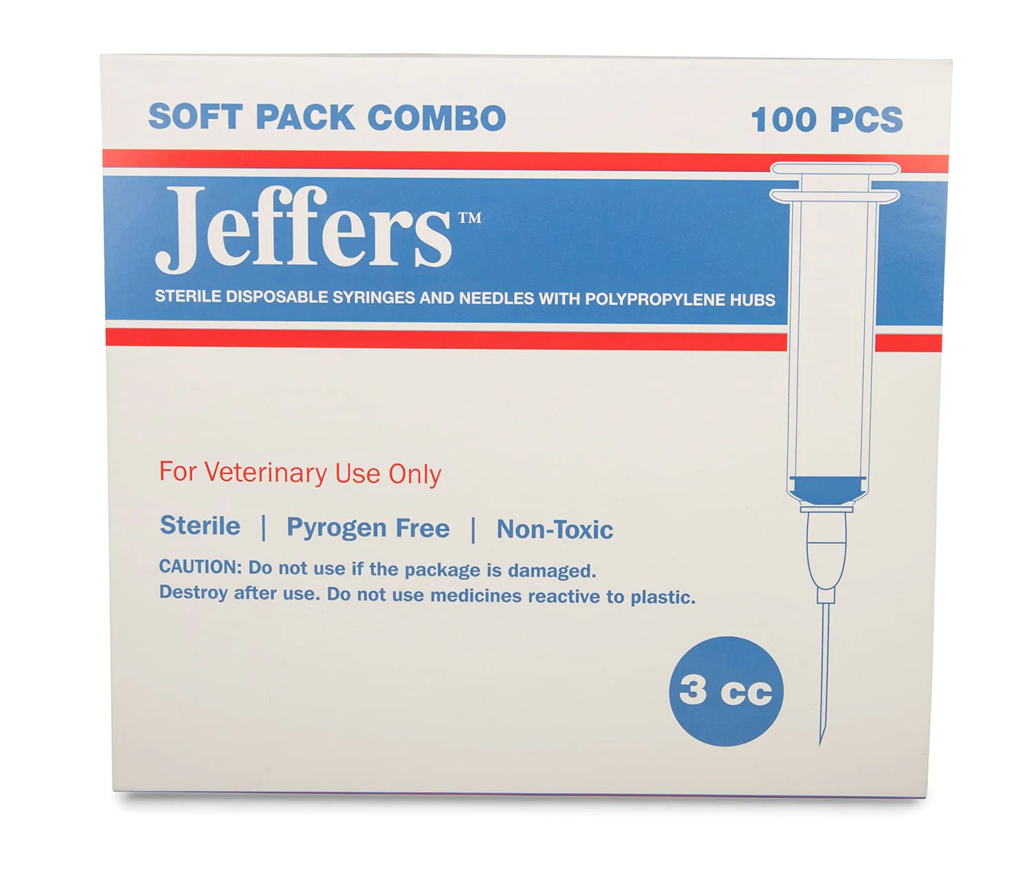 Jeffers Luer Lock Syringe/Needle Combo, Box of 100 - Image 3