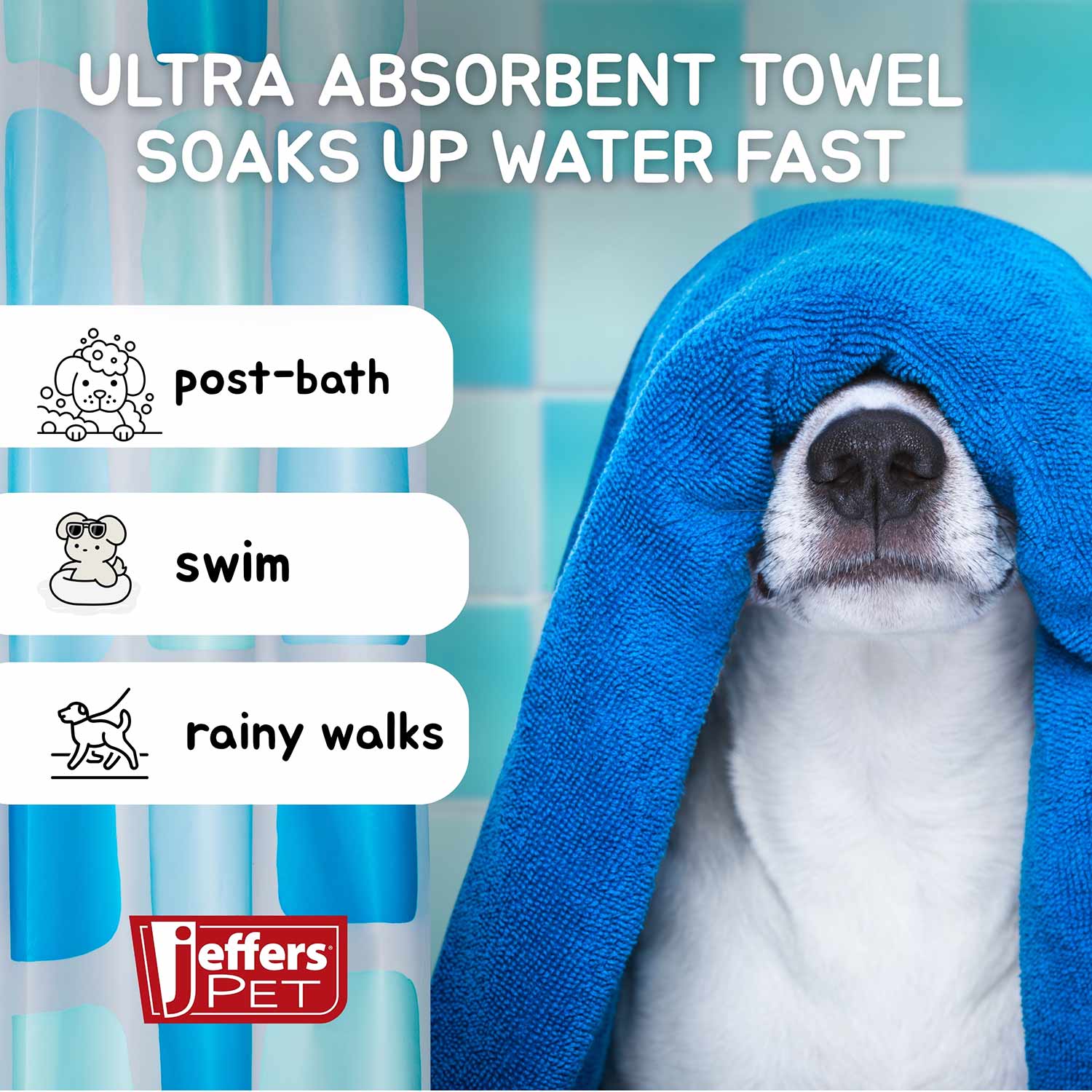Jeffers Ultra Absorbent Pet Drying Towel for Faster Drying of Dogs & Cats After Bath - Image 3