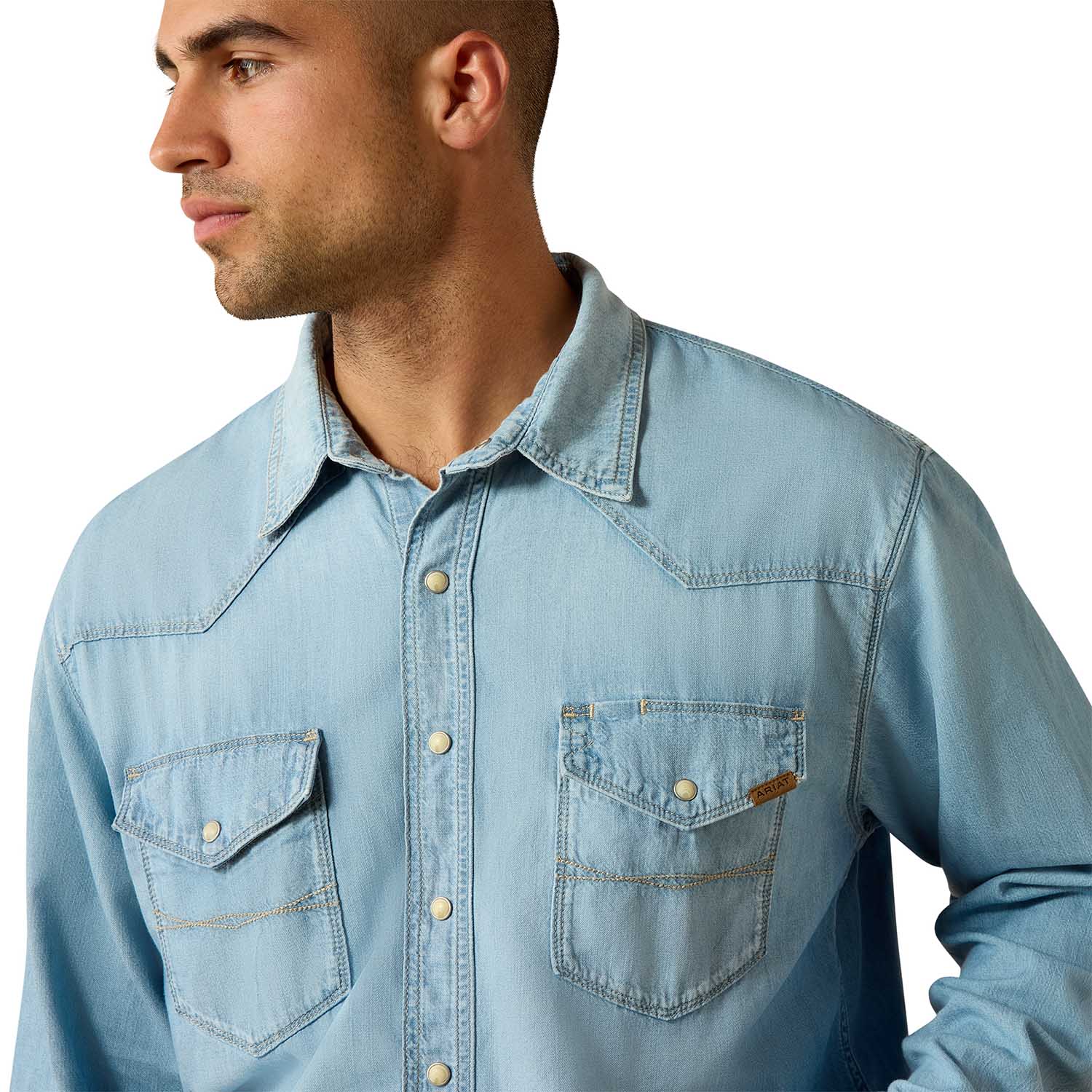 Ariat Men's Classic Cowboy Denim Shirt – Long Sleeve Western Work Shirt - Image 3