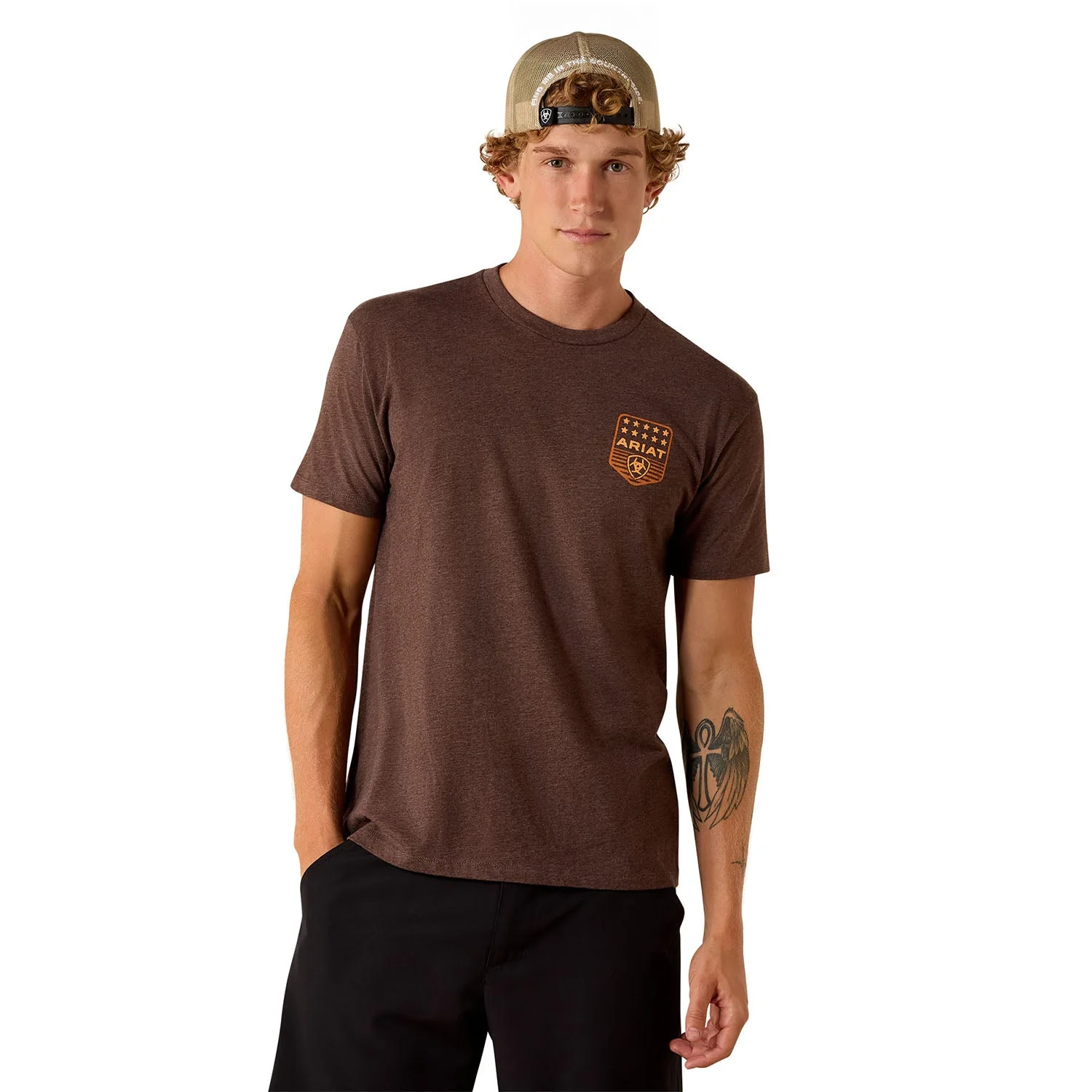 Ariat Mens Patriotic Badge Short Sleeve Shirt, 100% Cotton Unisex Top - Image 7