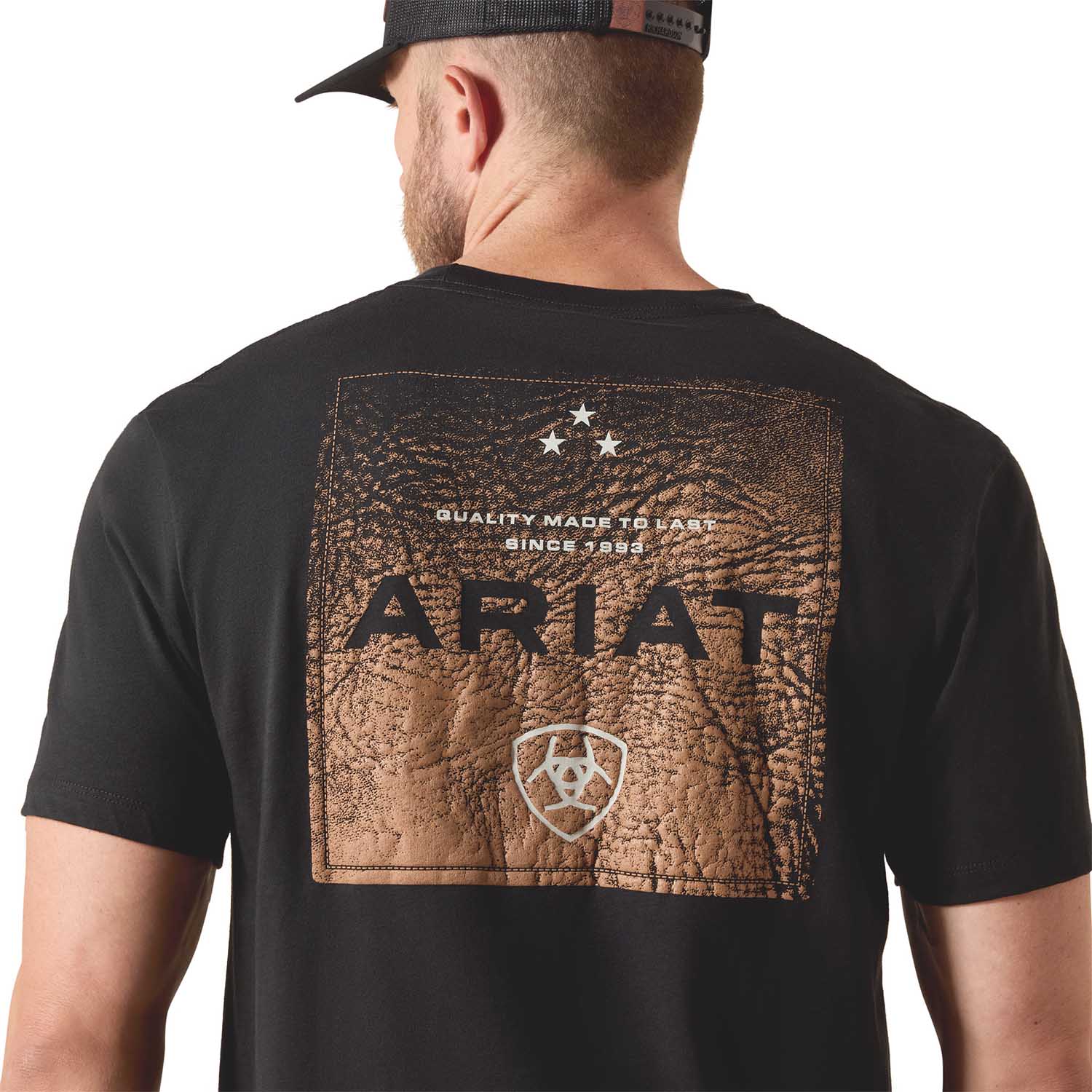 Ariat Mens Short Sleeve Shirt, Leather Patch Western Tee - Image 2