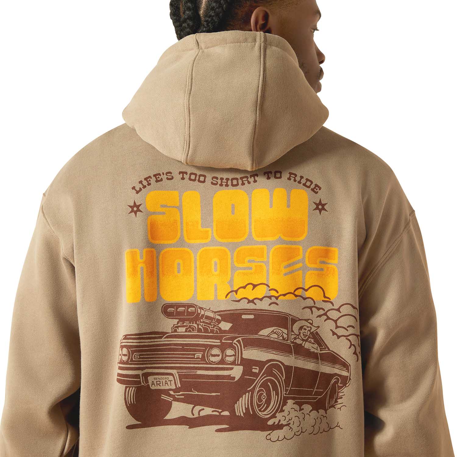 Ariat Mens Sendero "Slow Horses" Graphic Hoodie – Relaxed Fit Brushed Fleece Pullover - Image 4