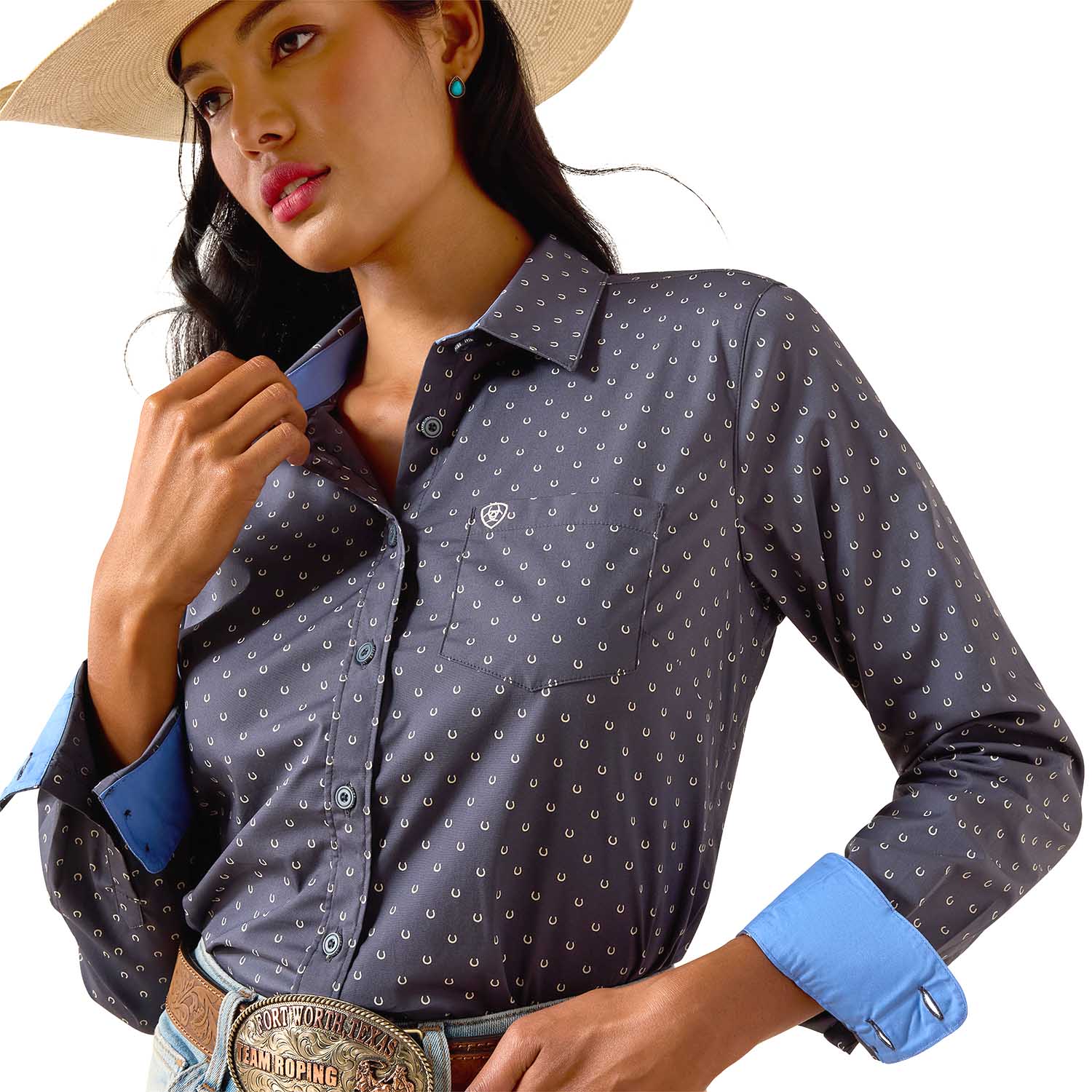 Ariat Women's Kirby Long Sleeve Collared Button-Down Shirt – Rider-Tested Stretch Poplin Equestrian Top - Image 3