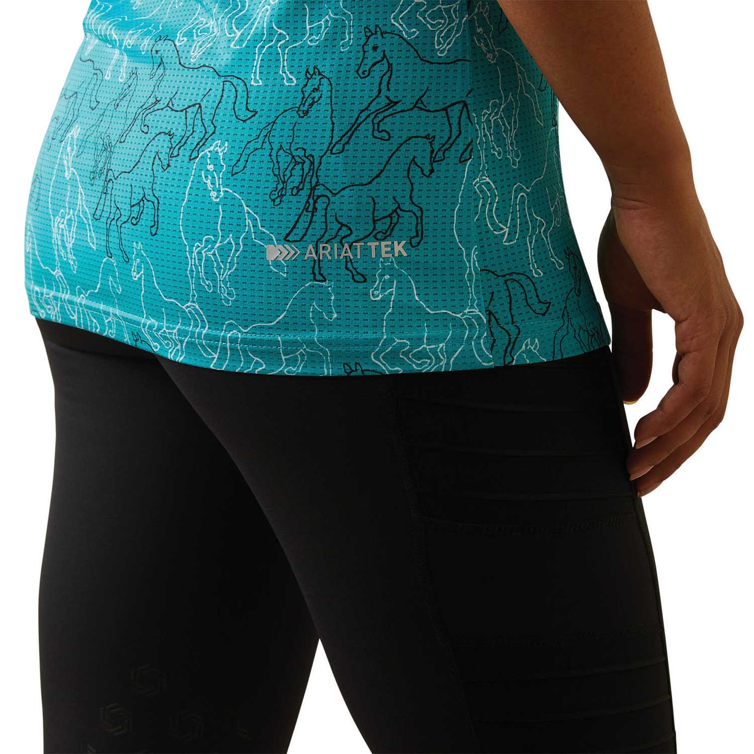 Ariat Women's Motif Polo Shirt, Viridian Green - Image 9