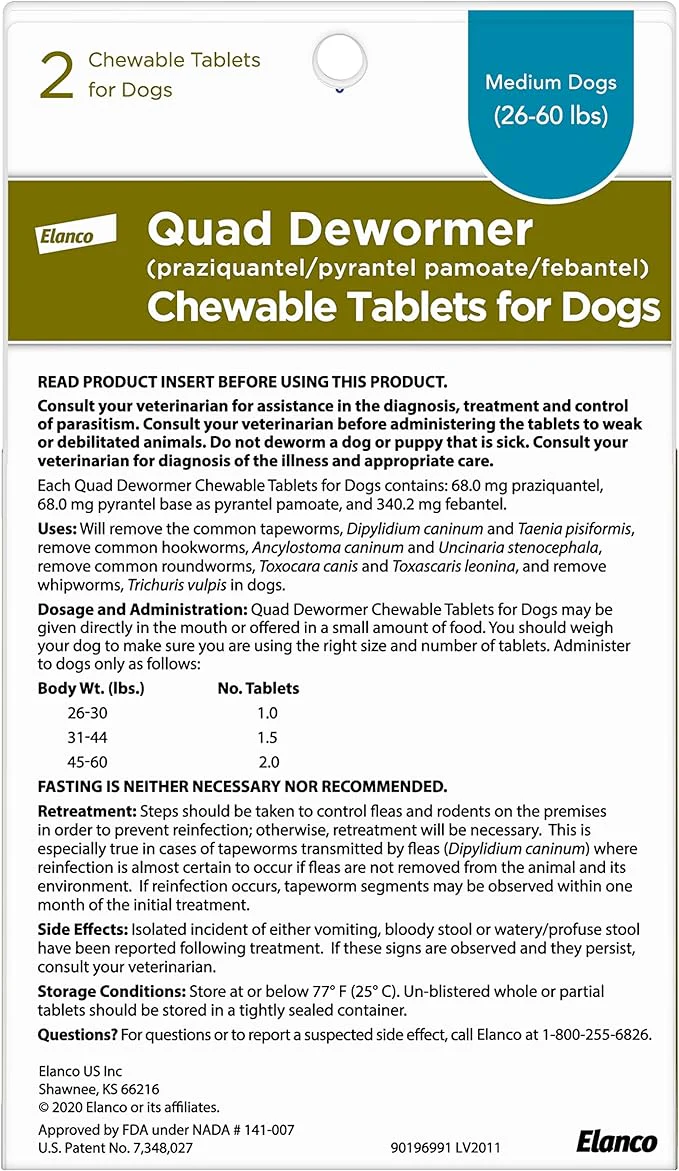 Quad Dewormer Chewable Tablets for Dogs - Image 2