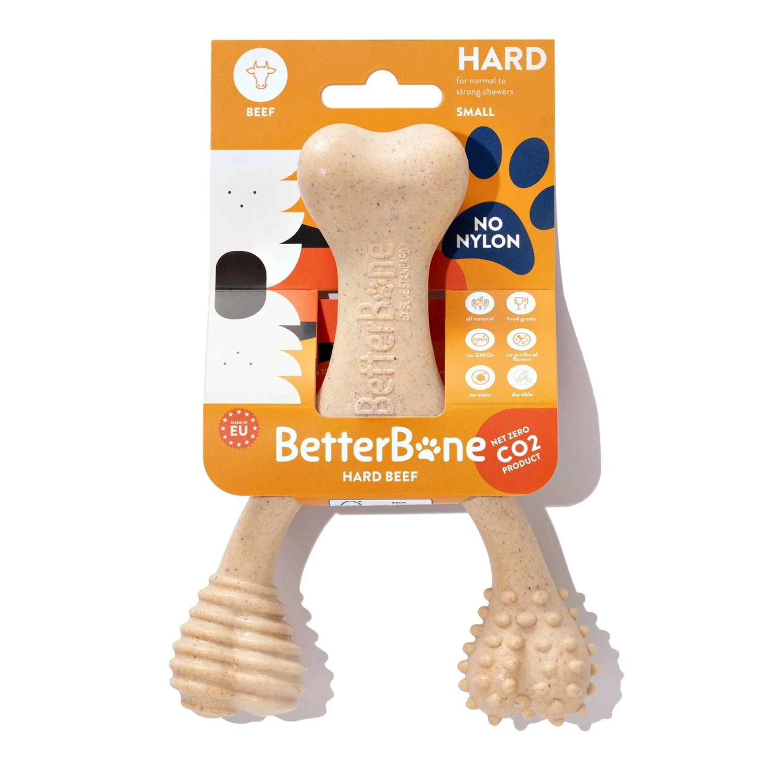 BetterBone Hard Density Natural Dog Chew Toy for Aggressive Chewers, Beef Flavor