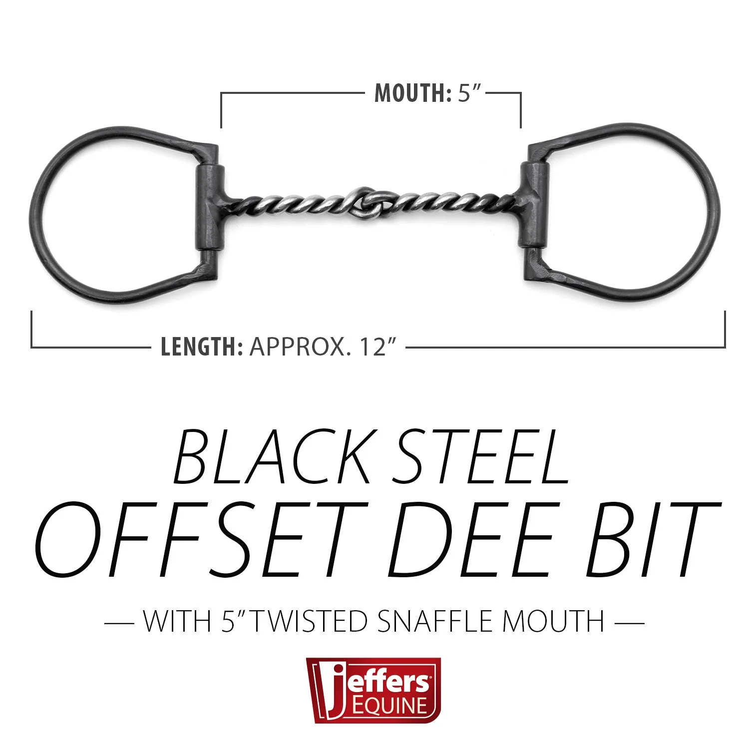 Jeffers Black Steel Offset Dee Horse Bit, Snaffle Mouth - Image 3