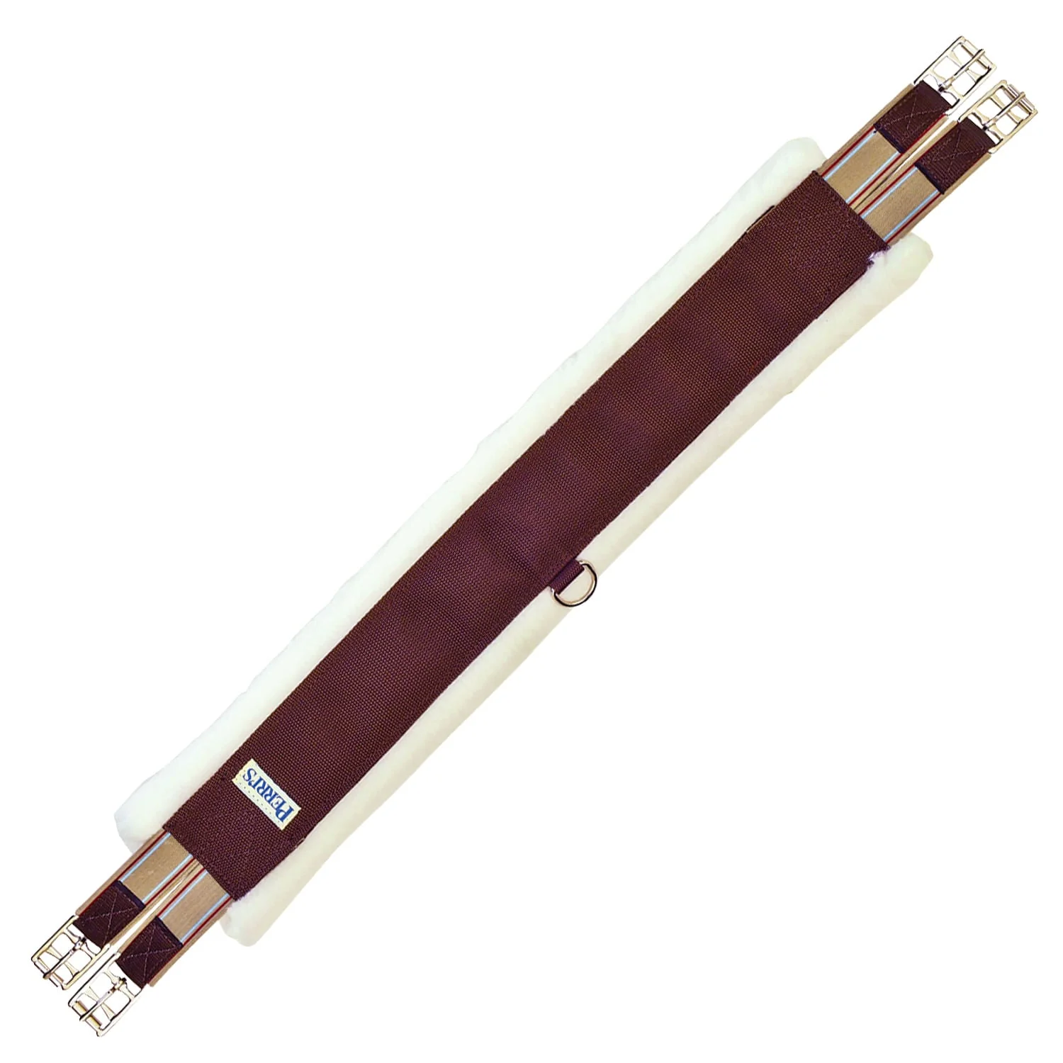 Perri's Nylon Fleece Girth, Double Elastic End, Brown - Image 10