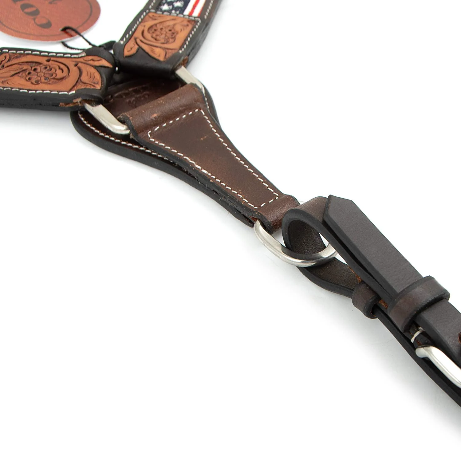 Cody Pro Stars & Stripes Breast Collar with Floral Tooling - Image 3