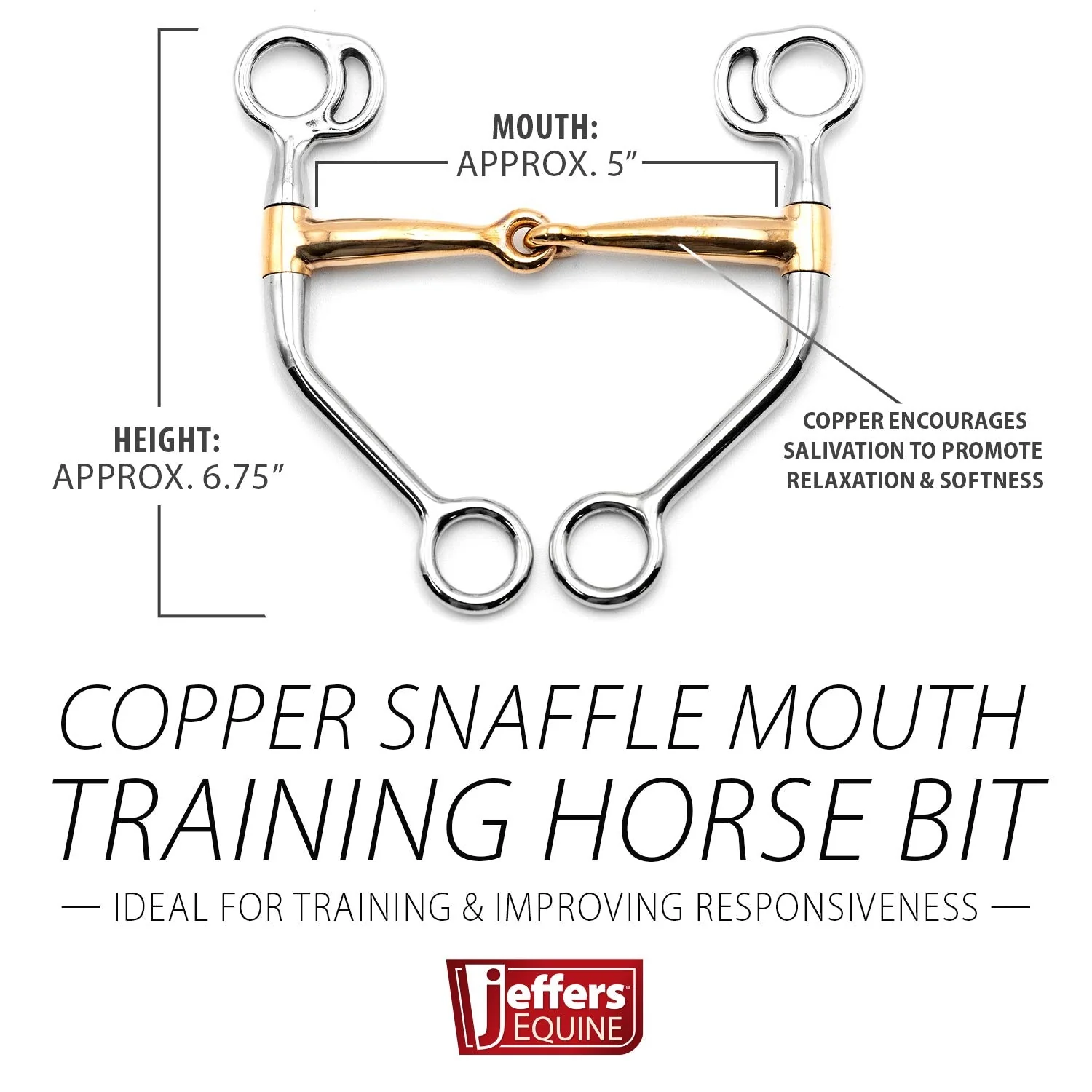 Jeffers Copper Snaffle Mouth Horse Training Bit - Image 3