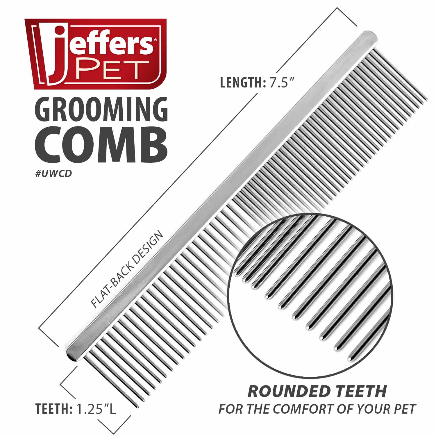 Jeffers Flat Back Pet Grooming Combs - Image 12