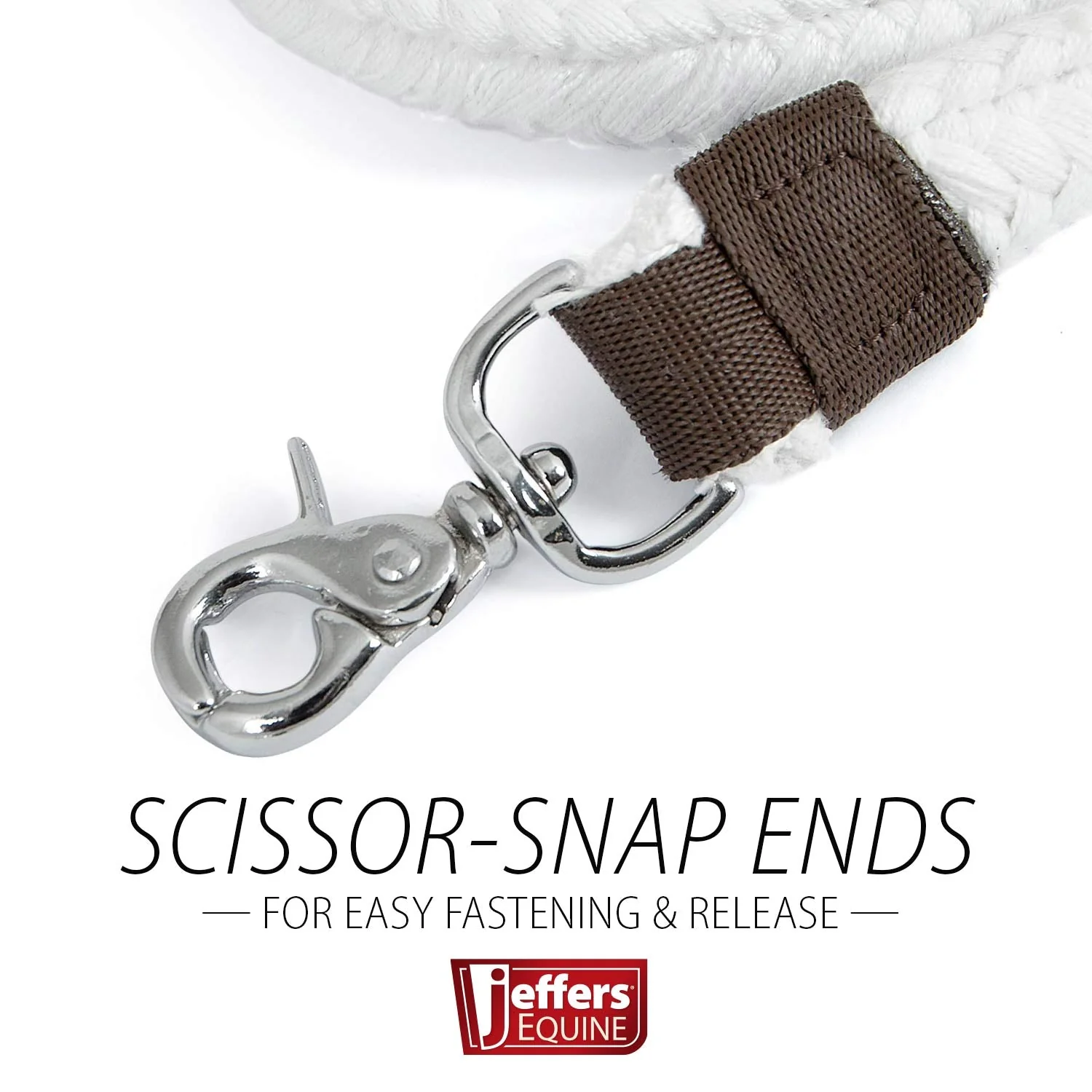Jeffers Flat Braid Cotton Roping Rein, 7' White - Image 3