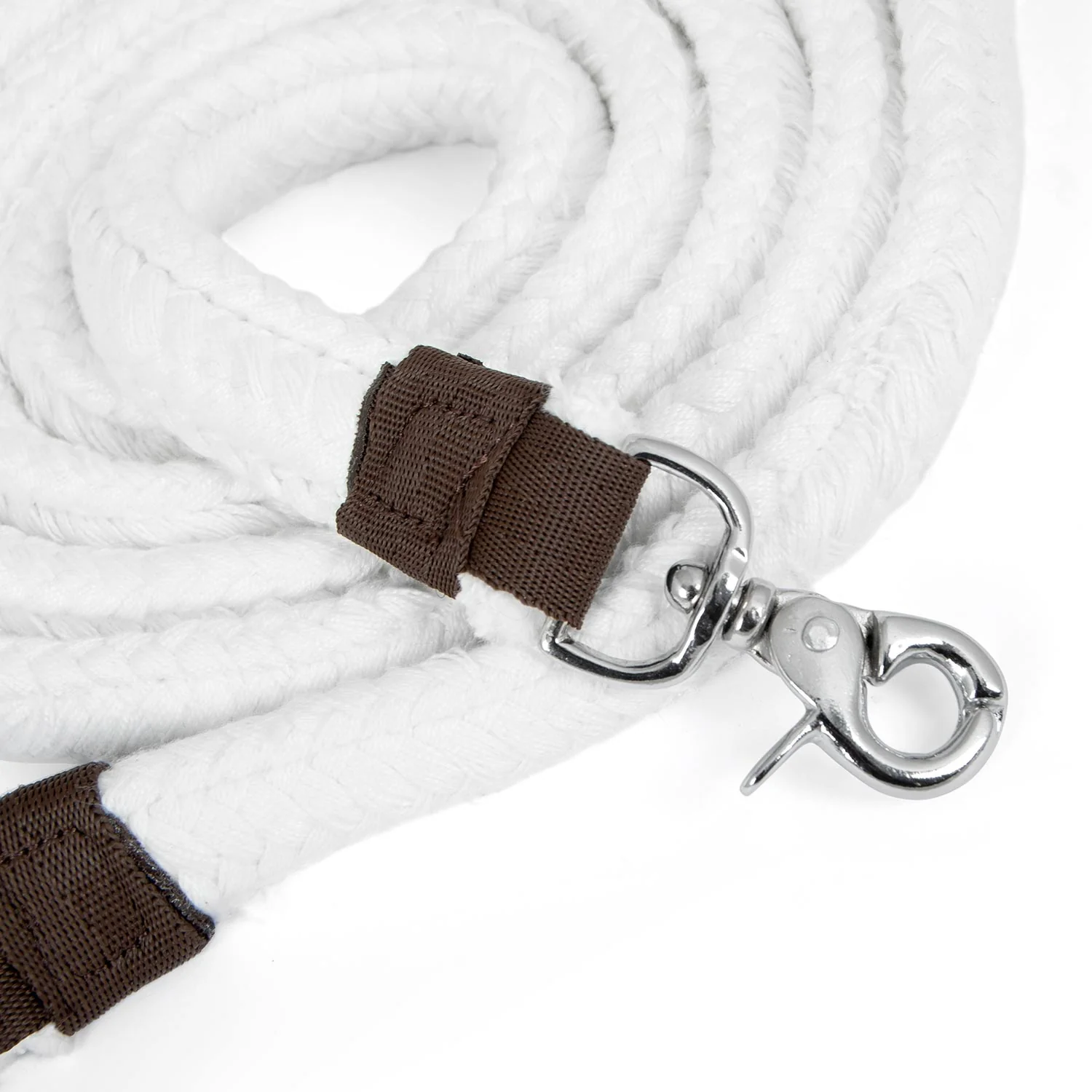 Jeffers Flat Braid Cotton Roping Rein, 7' White - Image 5