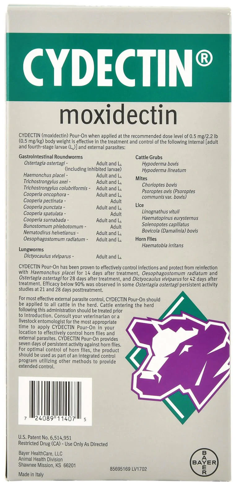 Cydectin Pour-On Cattle Wormer & Applicator Gun, Moxidectin Dewormer for Beef & Dairy, Long-Lasting Parasite Control - Image 4