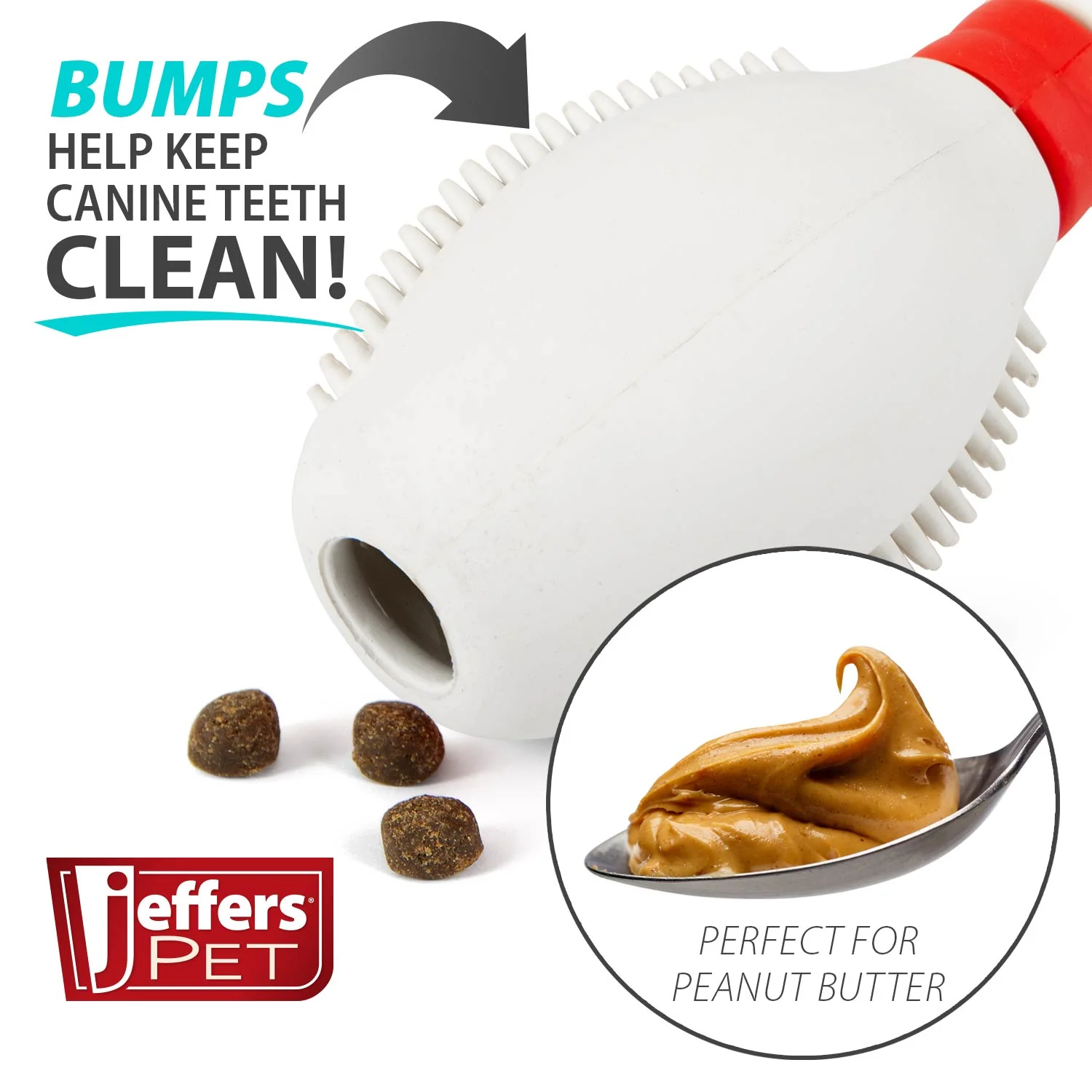 Jeffers Bowling Pin Natural Rubber Treat Dispensing Dental Chew Toy for Dogs - Image 4