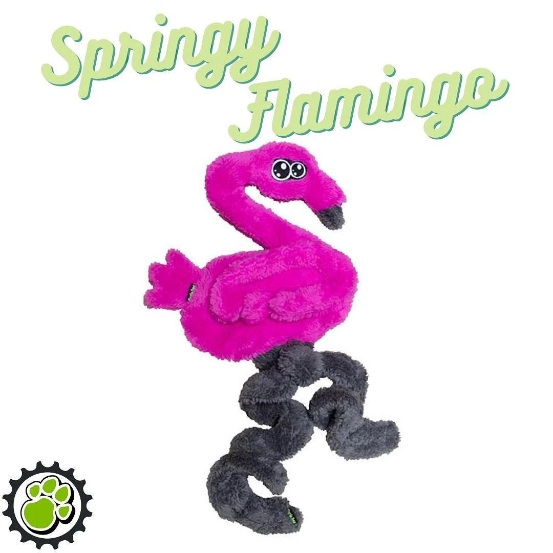 Duraplush Springy Flamingo Dog Toy, Medium - Image 2