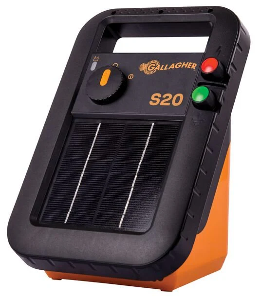 Gallagher S20 Portable Solar Fence Energizer – 12 Mile / 40 Acre, Lithium Battery