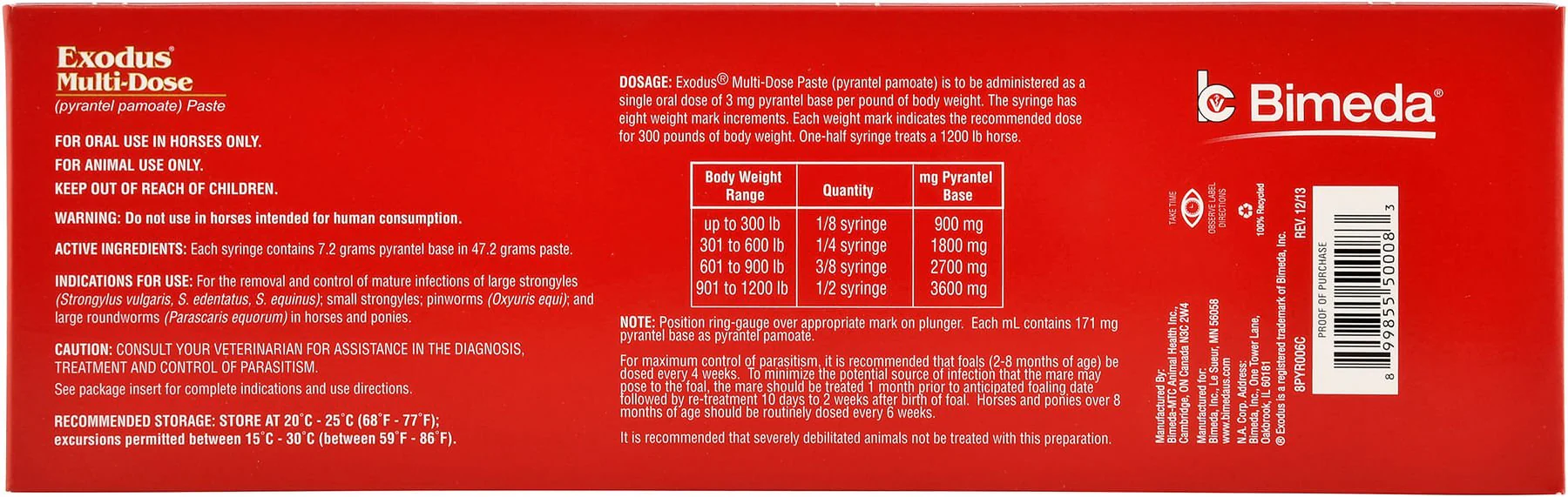 Exodus Pyrantel Pamoate Horse Dewormer Paste - Image 9