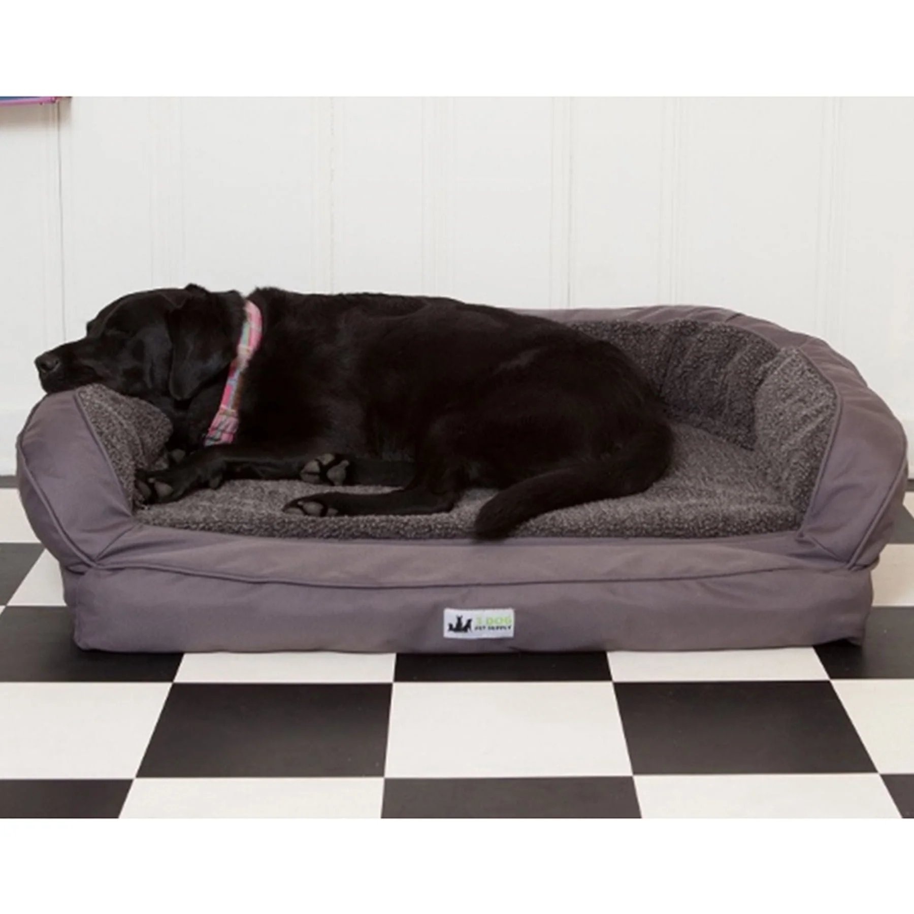 Orthopedic Memory Foam EZ-Wash Fleece Bolster Dog Bed with Waterproof Liner - Image 4