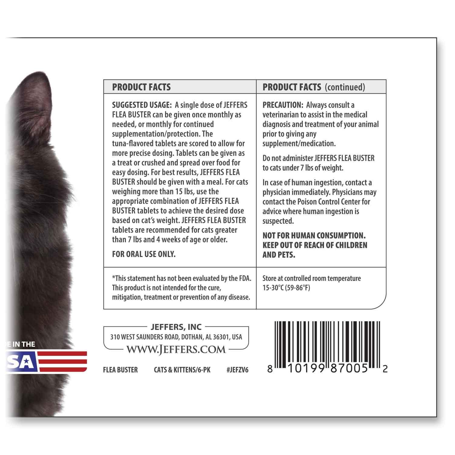 Jeffers Flea Buster Cat Monthly Oral Flea Supplement - Image 6
