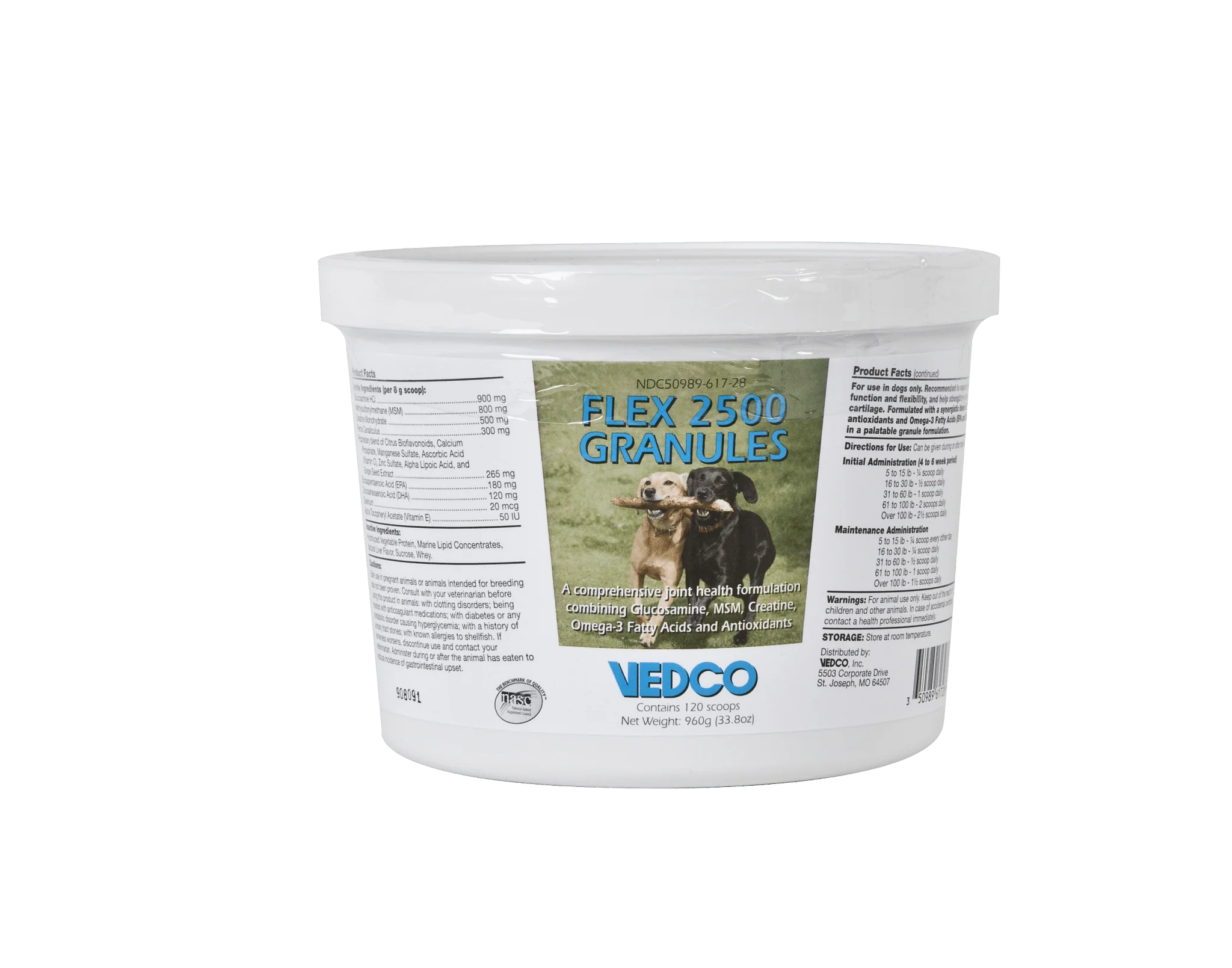 Flex 2500 Dog Joint Supplement, 960g – Beef Flavored Granules with Glucosamine, MSM & Chondroitin