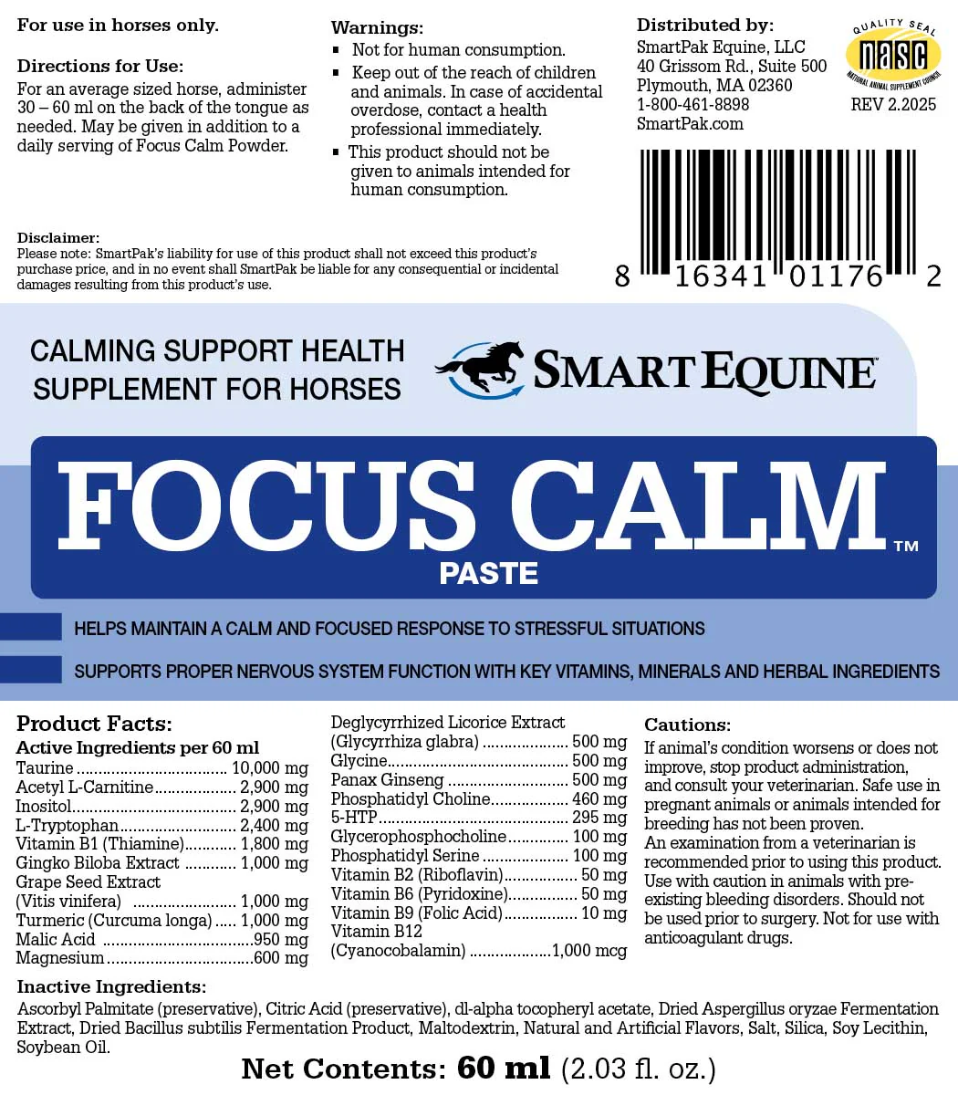 Focus Calm, Calming Supplement for Horses, Paste - Image 2