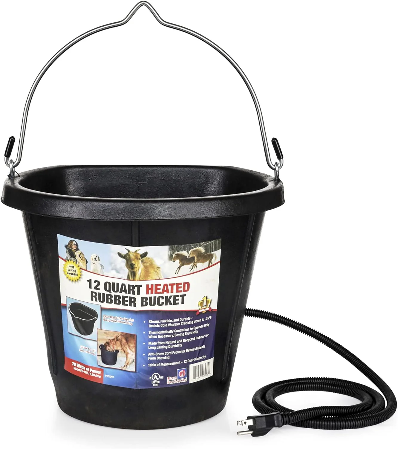 Heated Flat-Back Rubber Bucket for Livestock - Image 6