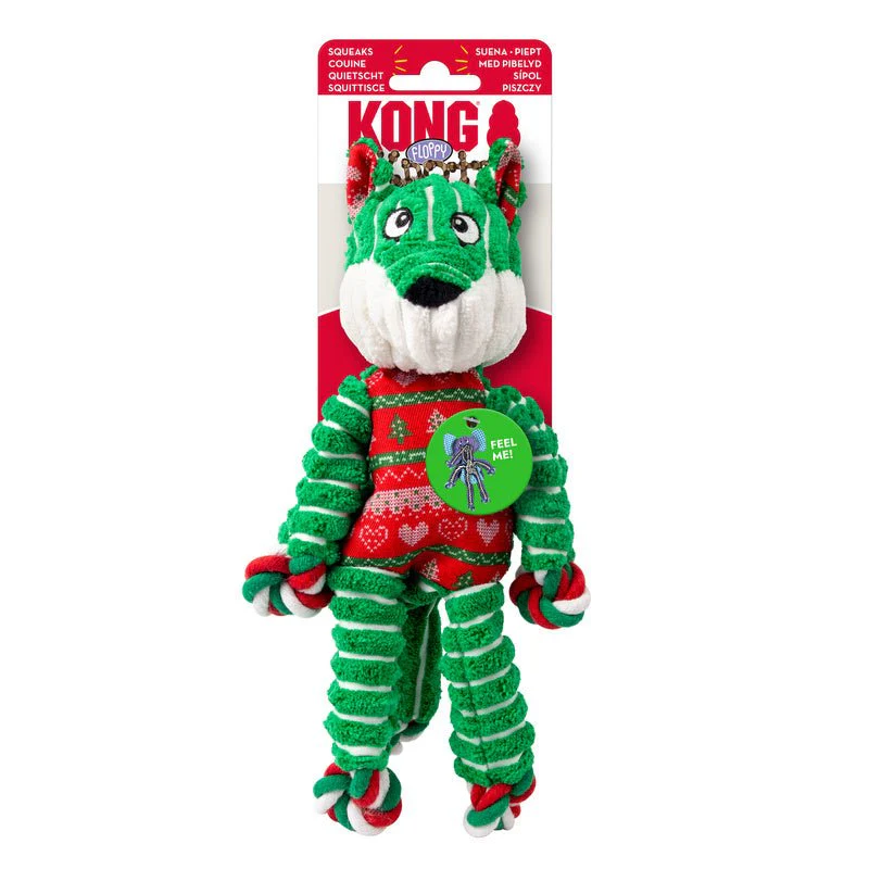 KONG Holiday Floppy Knots Fox Interactive Plush Dog Toy, Sm/Md - Image 2
