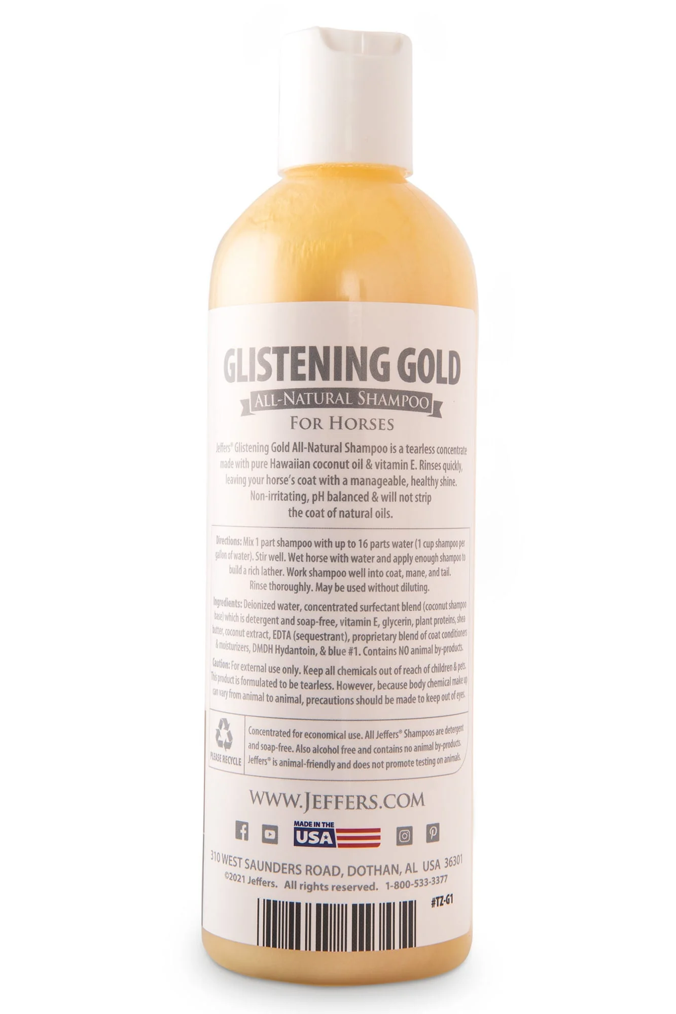 Jeffers Equine Glistening Gold All-Natural Tearless Horse Shampoo with Pure Hawaiian Coconut Oil - Image 2