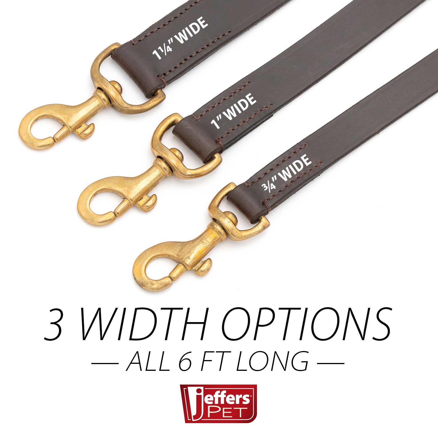 Jeffers Flat Leather Dog Leash with Hand Strap Handle, 6'L - Image 3