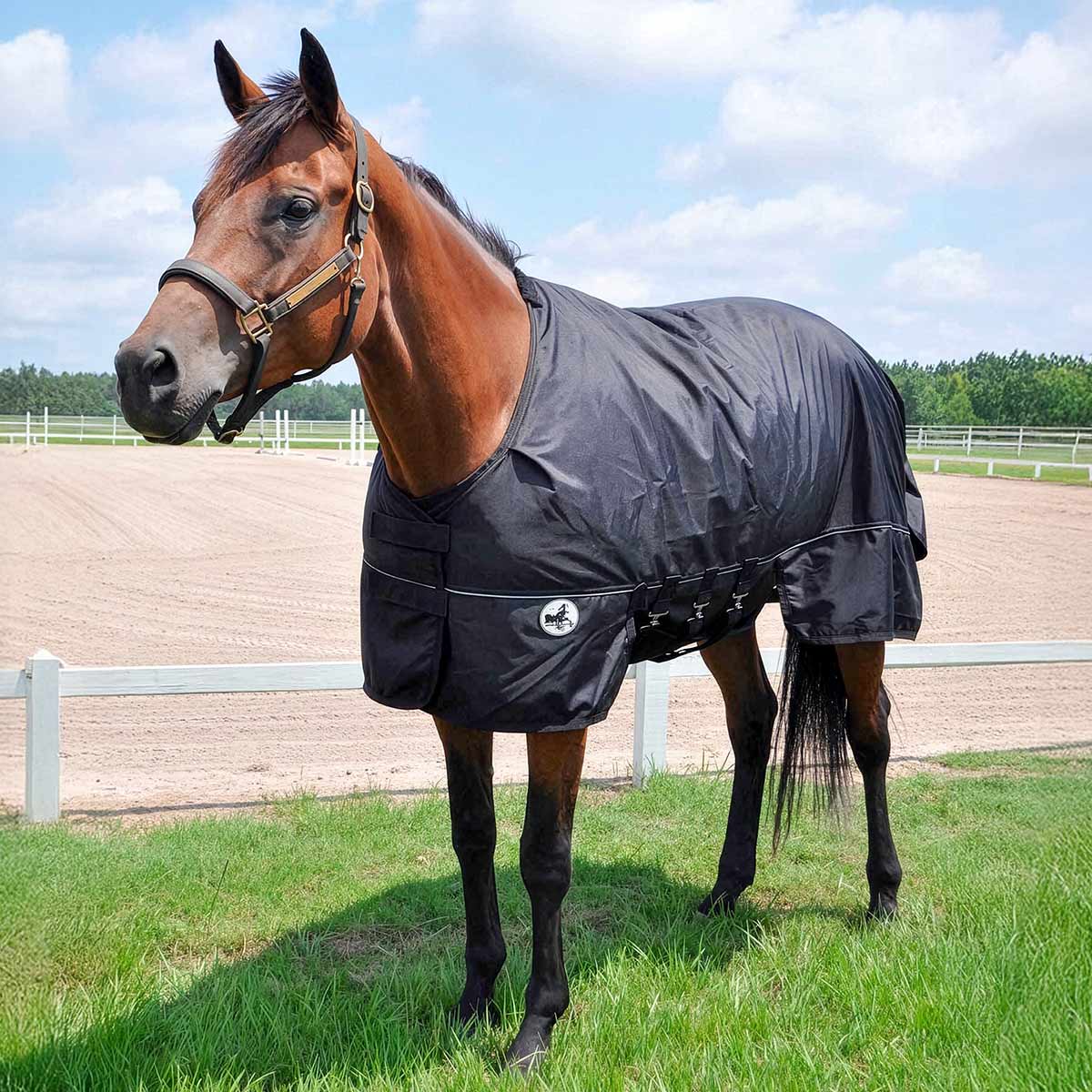Jeffers Supreme Plus 1680 Denier Heavy Weight Horse Turnout Blanket, 360 Gram Fill, Black - Image 2