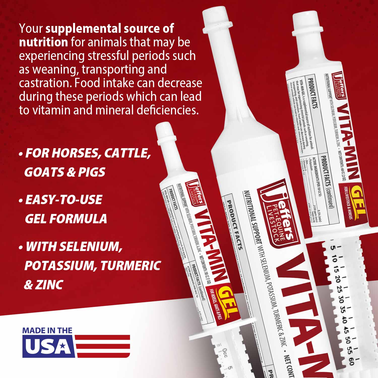 Jeffers Vita-Min Gel with Vit E & B12 for Cattle, Horses, Sheep, Goats & Swine - Image 2