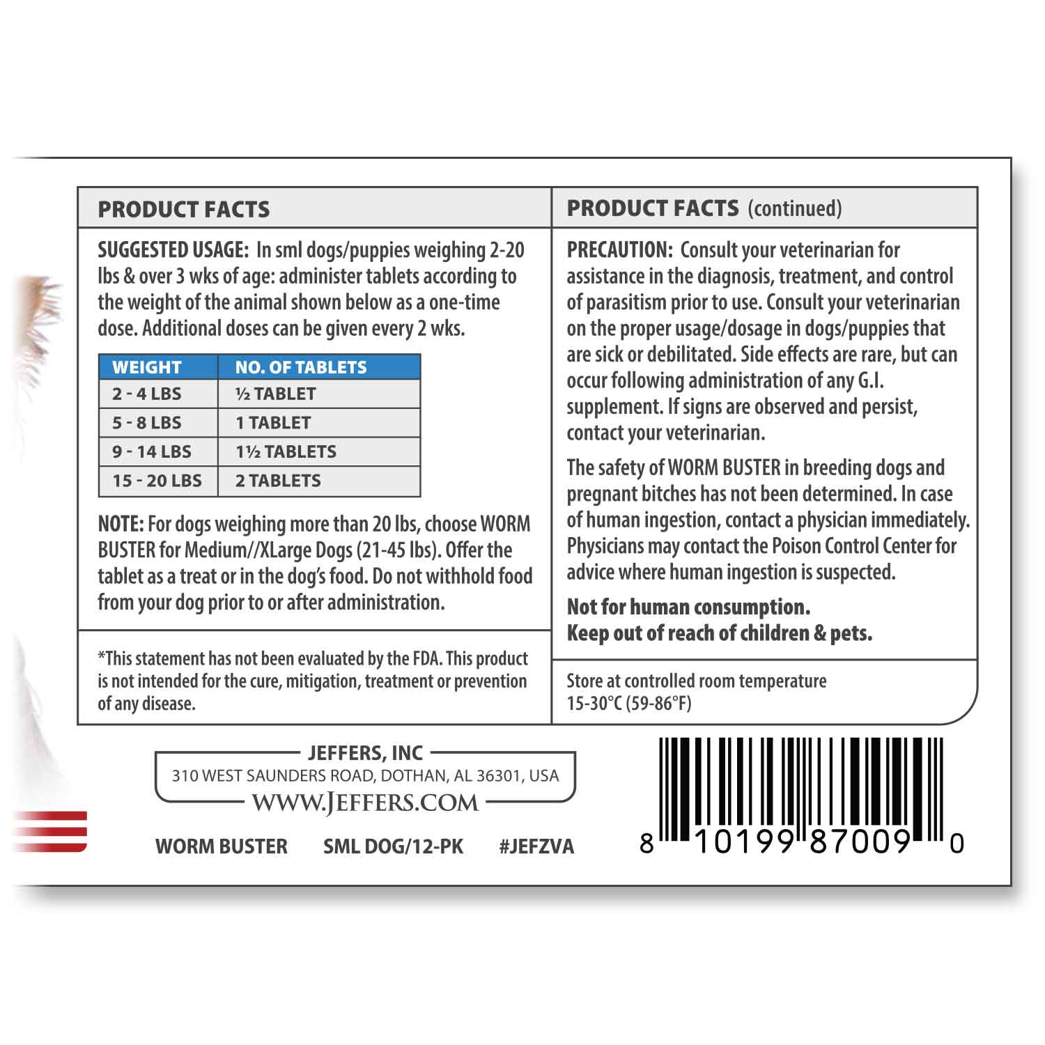 Jeffers Worm Buster Dog Dewormer Flavored Tablets - Image 5
