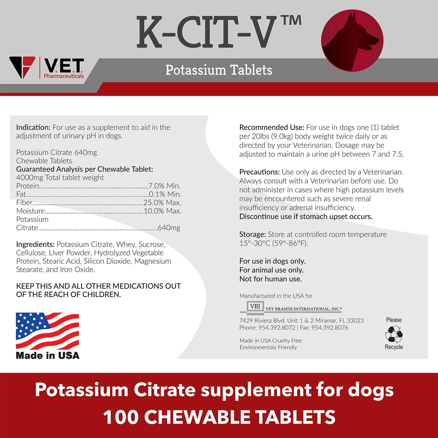 K-CIT-V Potassium Citrate for Dogs, 100 Chewable Tablets - Image 7