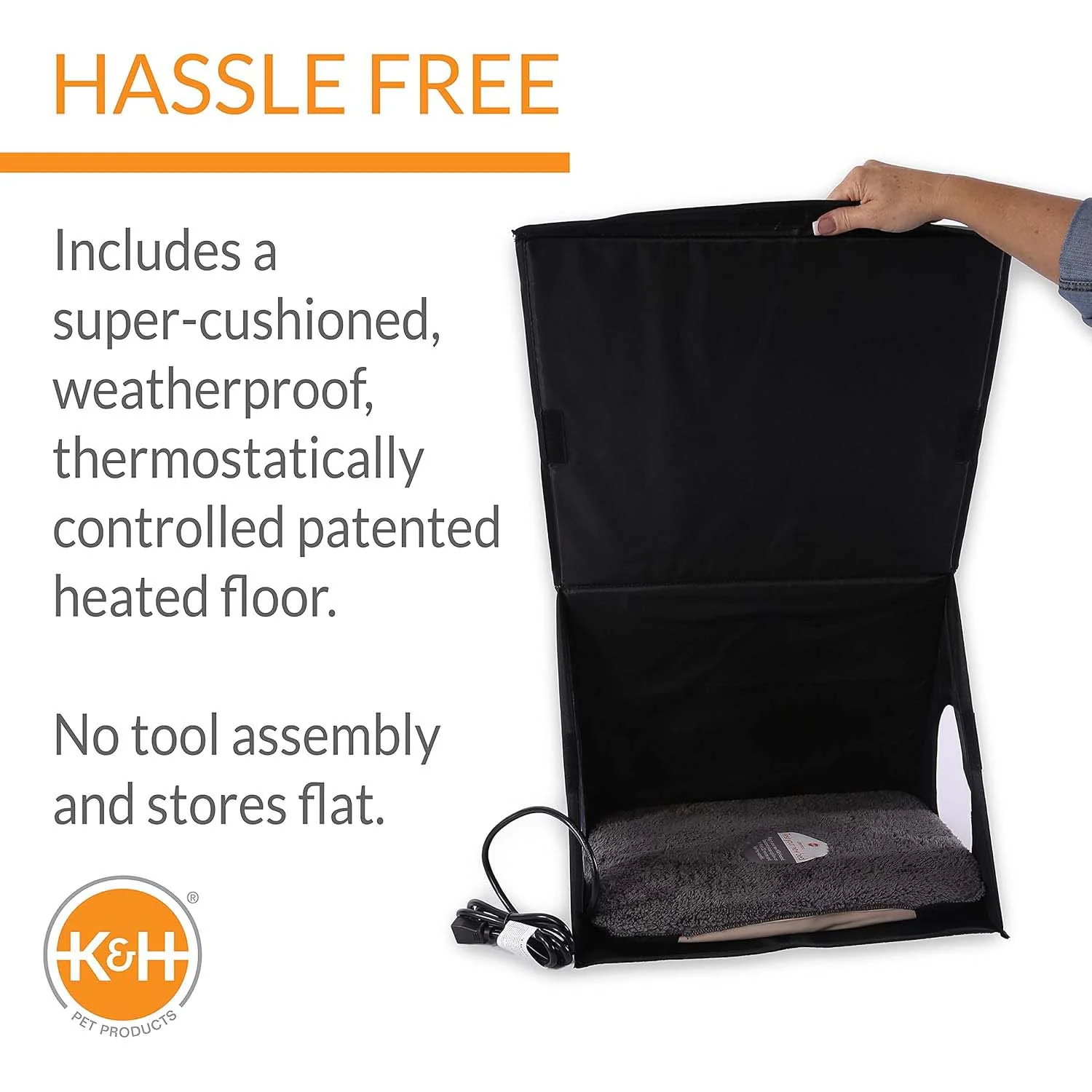 K&H Heated A-Frame Cat Shelter – Indoor/Outdoor, Weatherproof, Thermostatically Controlled Heated Kitty House for Feral & Small Cats - Image 3