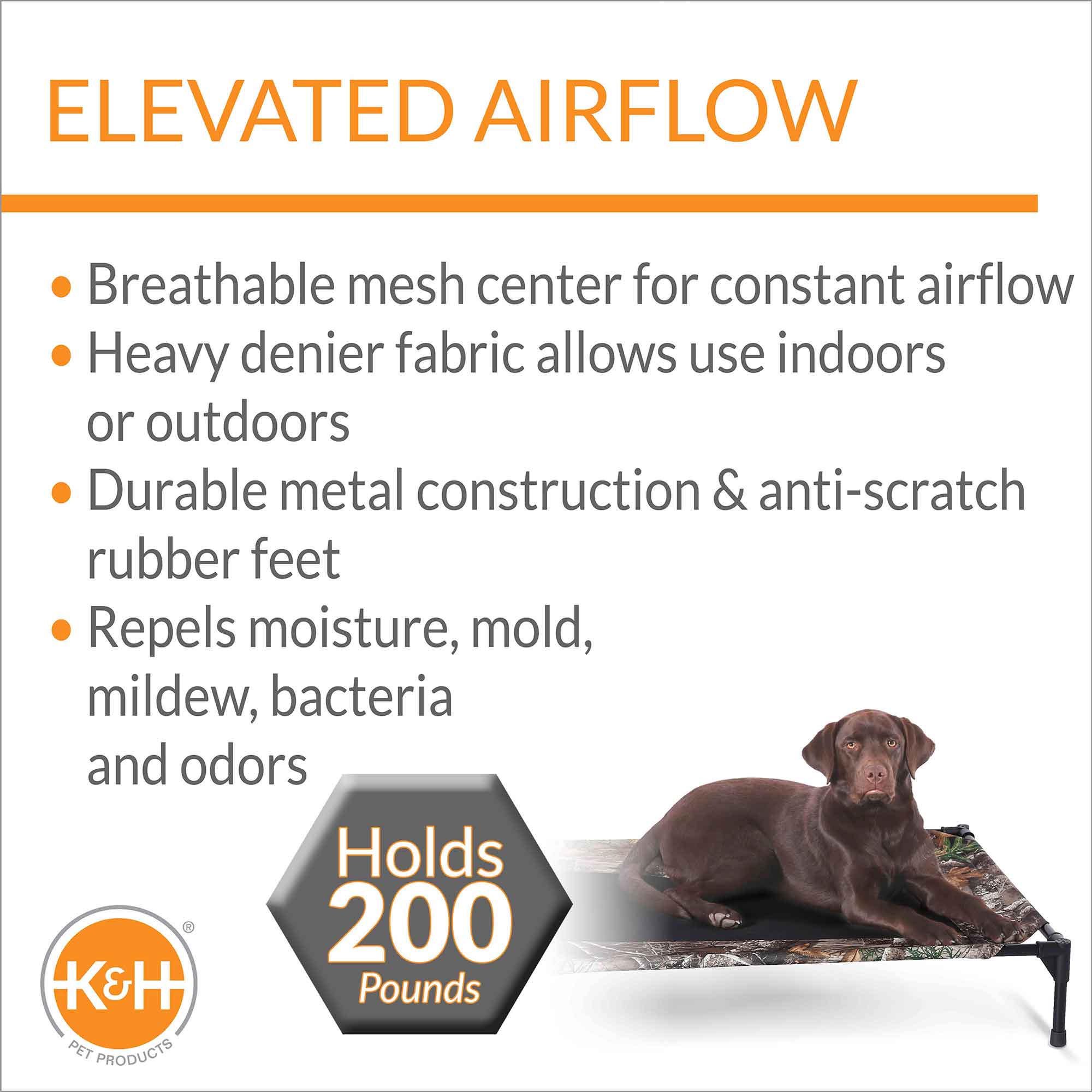 K&H Pet Products Original Pet Cot Elevated Dog Bed, Realtree Edge - Image 3