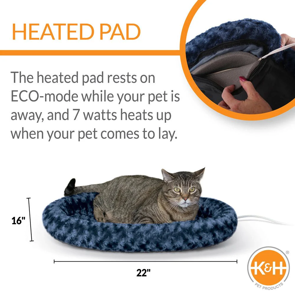 K&H Thermo-Kitty Fashion Splash Heated Cat Bed – Orthopedic, Energy-Efficient, Plush Indoor Cat Bed, Machine Washable - Image 8