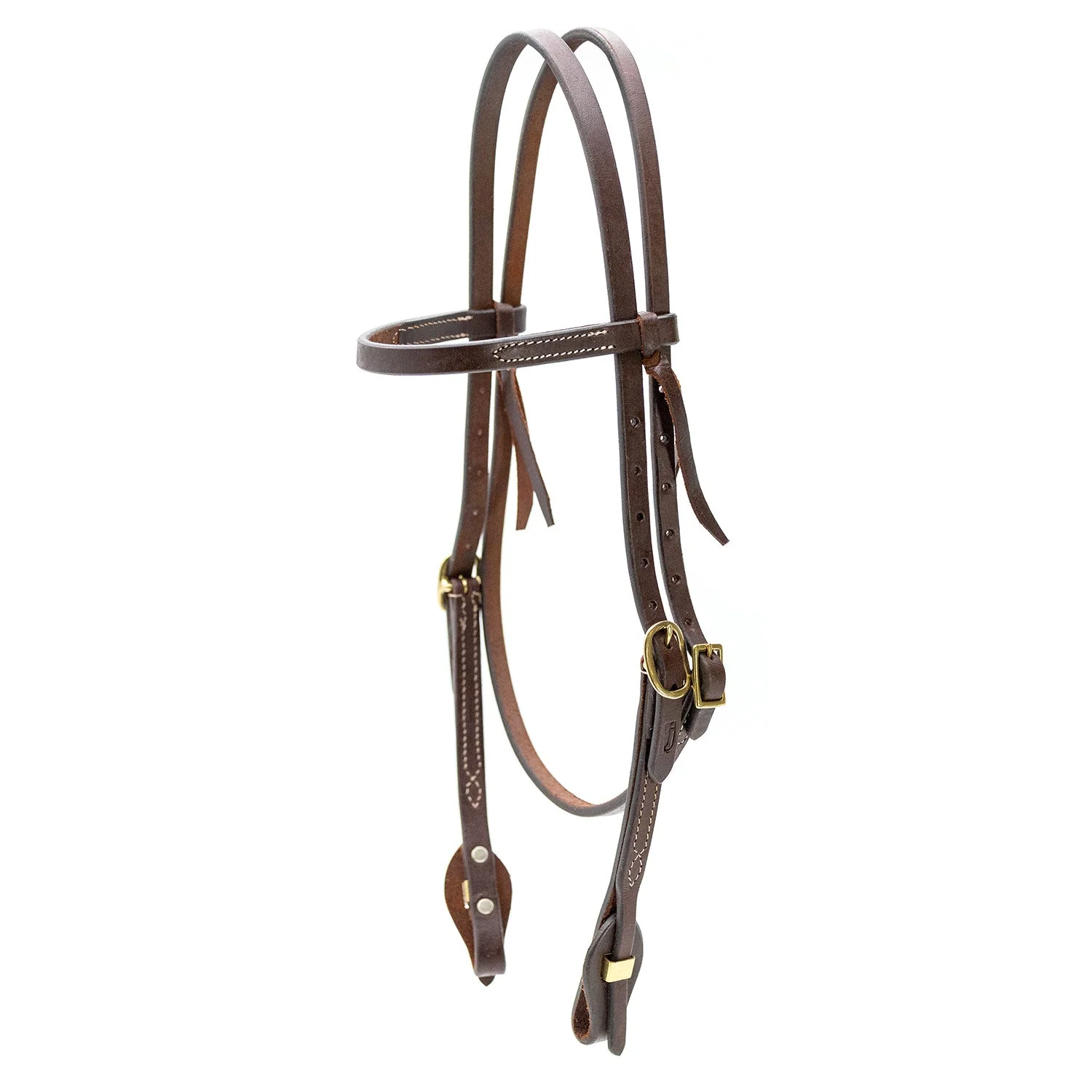 Jeffers LuxeLeather Heavy Oiled Browband Headstall with Quick Change Bit Ends for Horses