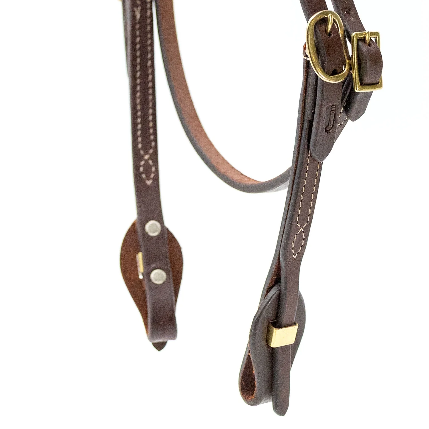 Jeffers LuxeLeather Heavy Oiled Browband Headstall with Quick Change Bit Ends for Horses - Image 3