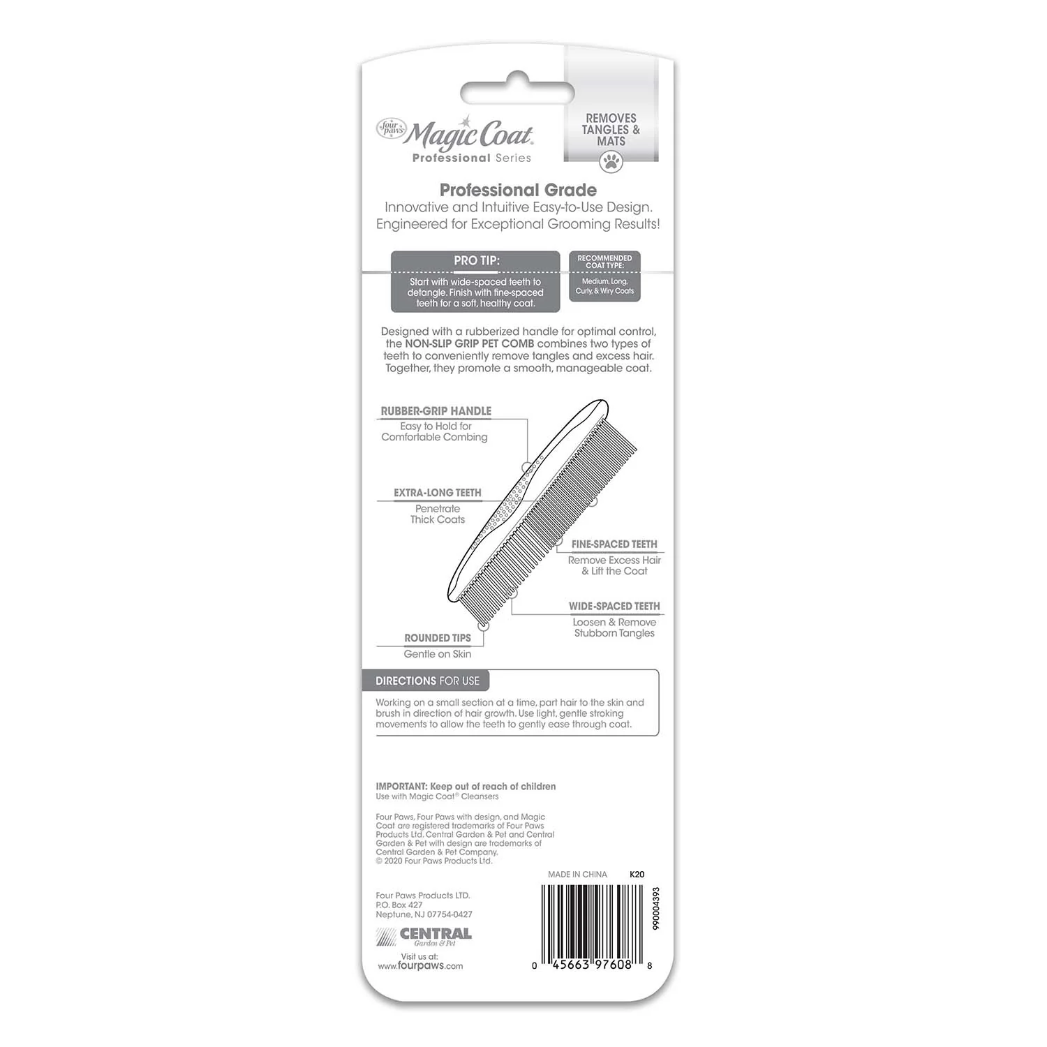 Magic Coat Professional Series Non-Slip Grip Pet Comb - Image 2