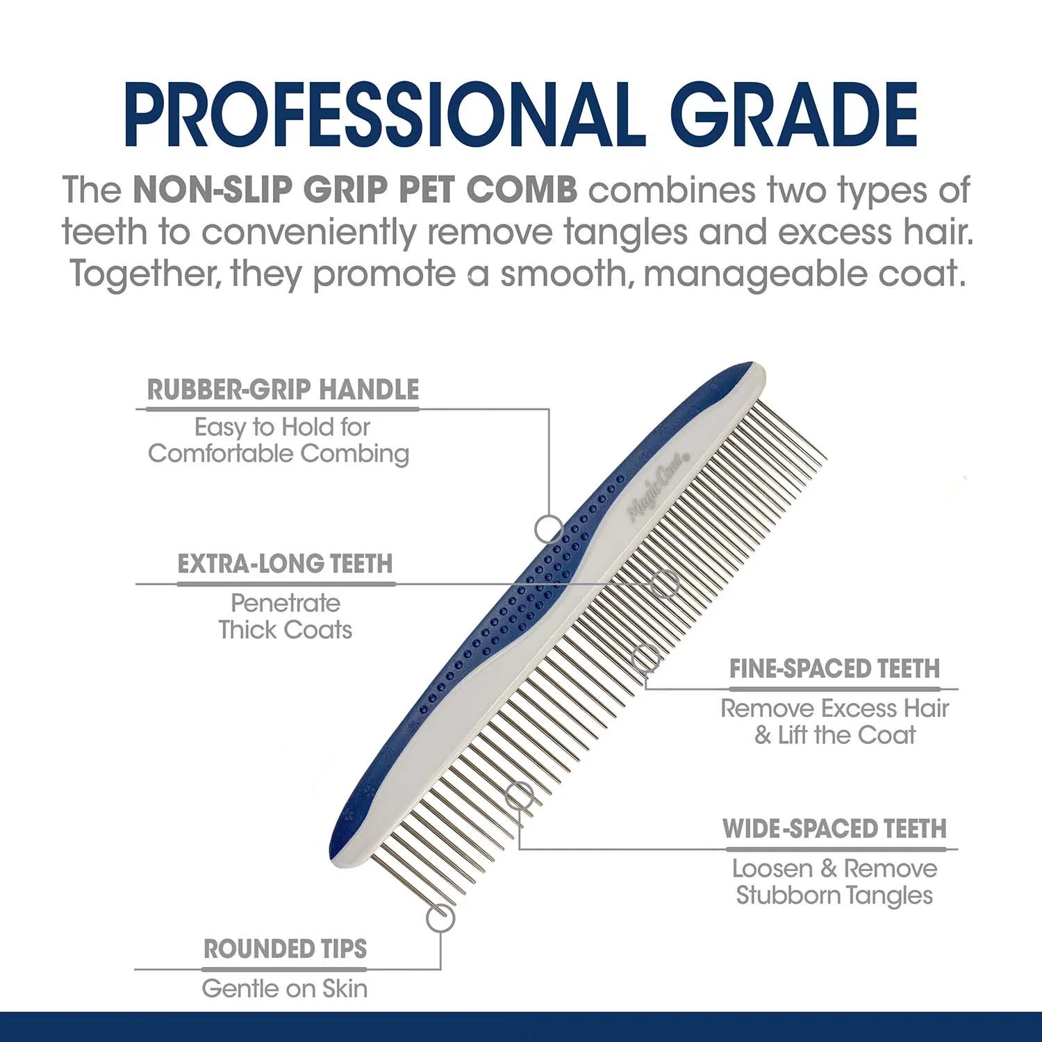 Magic Coat Professional Series Non-Slip Grip Pet Comb - Image 3