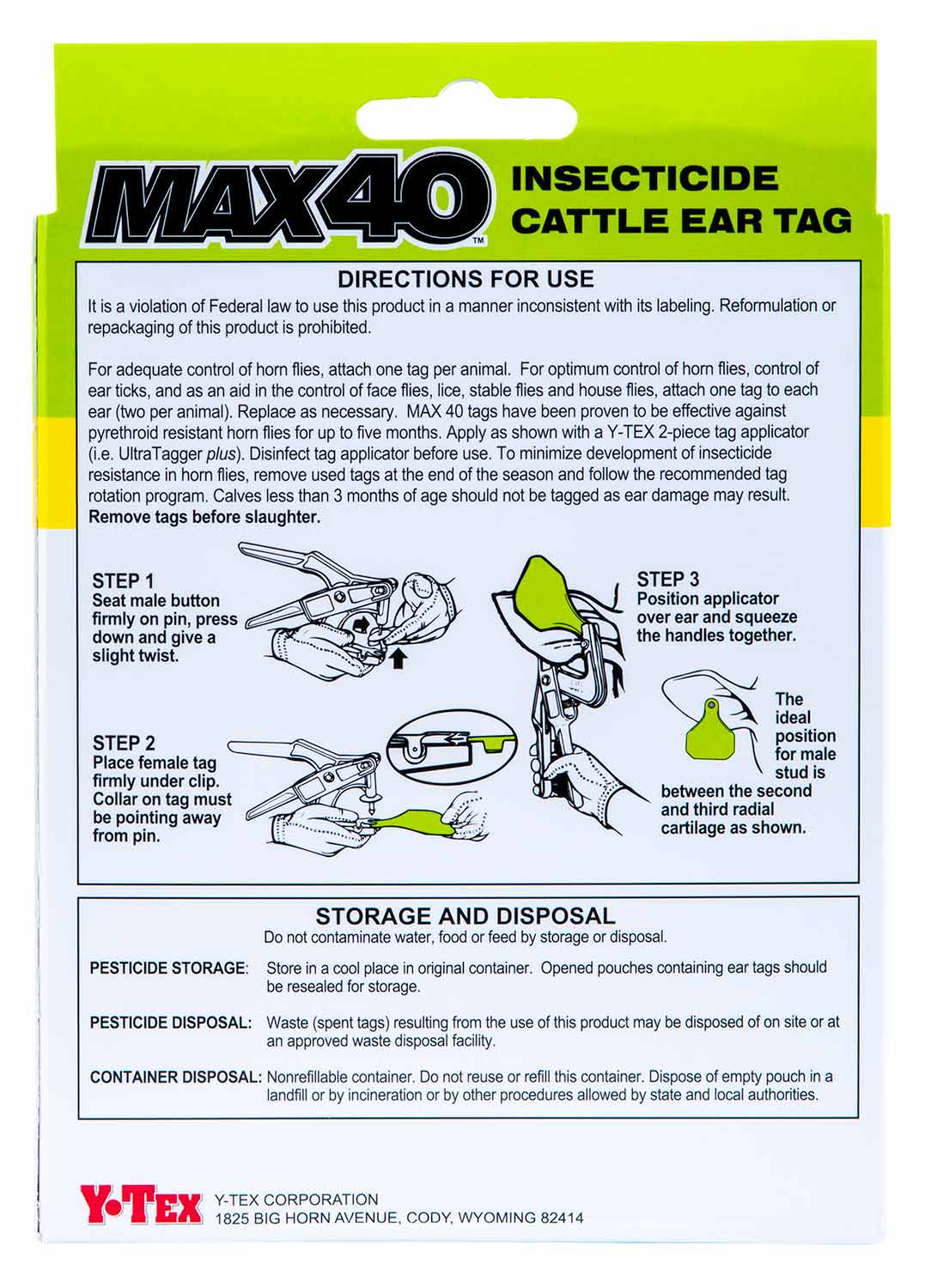 Y-Tex Max 40 Insecticide Cattle Ear Tag, 20 Pack - Image 3