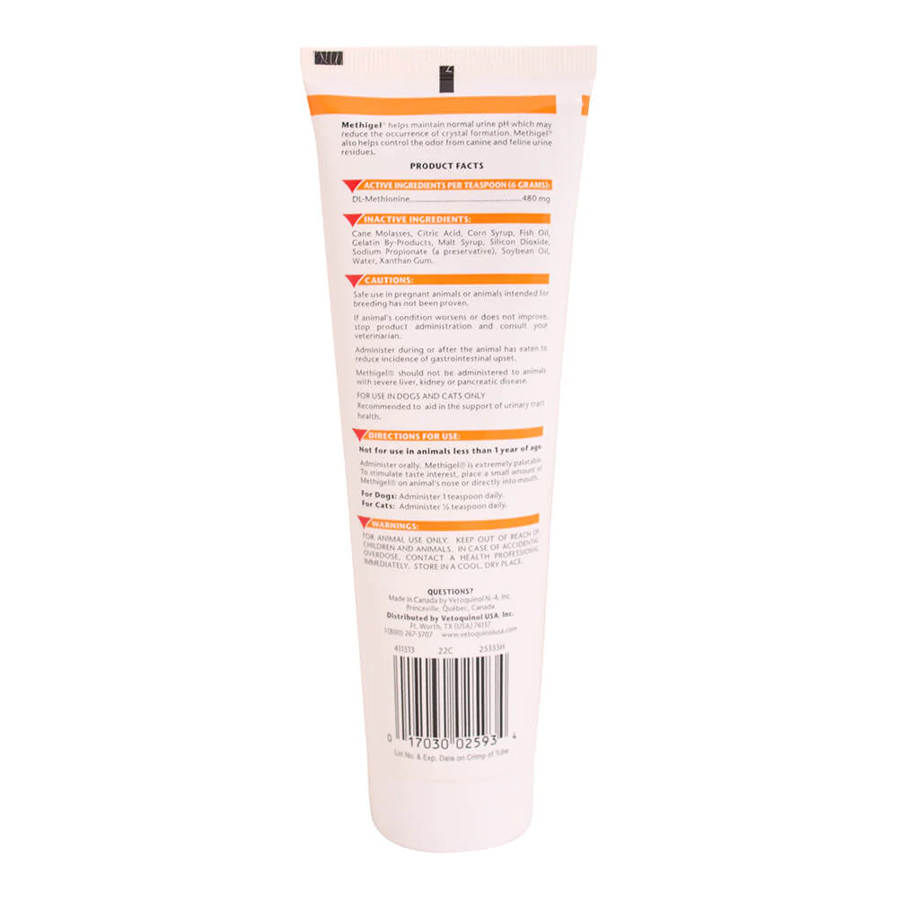 Vetoquinol Methigel Urinary Supplement for Cats & Dogs, 4.25 oz Tube - Image 2
