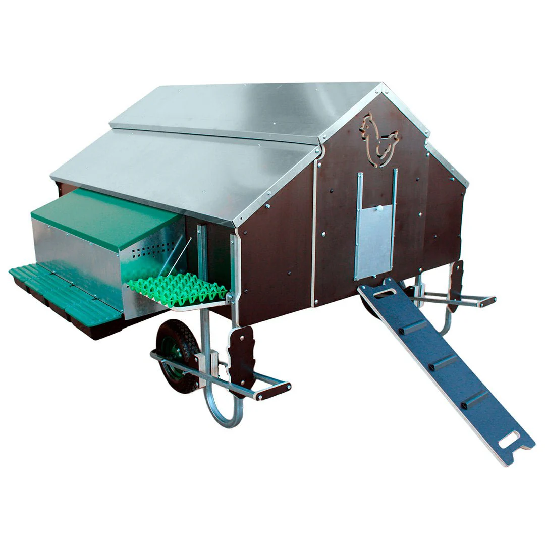 Mobile Chicken House – Easy-to-Move Coop with Nest Box, Waterers, and Perches