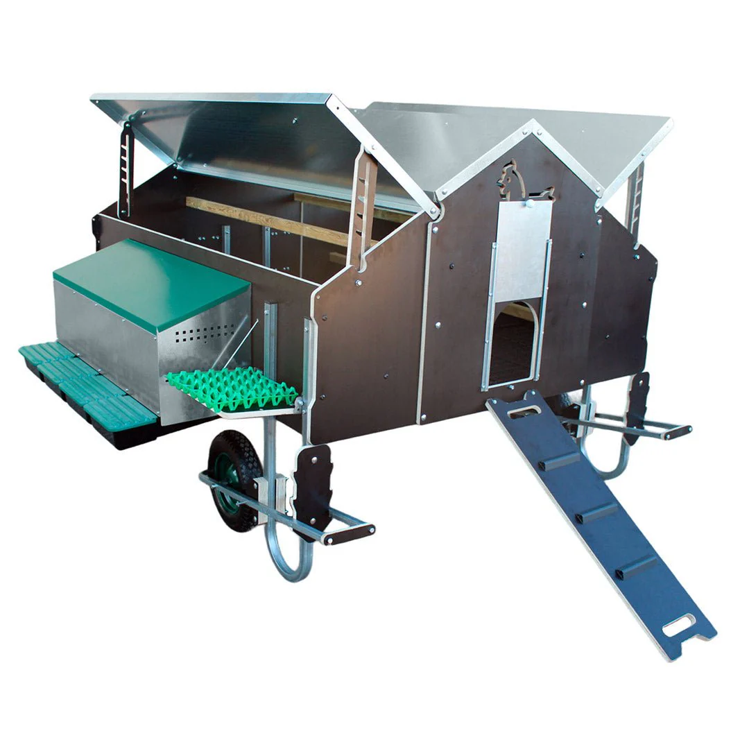 Mobile Chicken House – Easy-to-Move Coop with Nest Box, Waterers, and Perches - Image 2