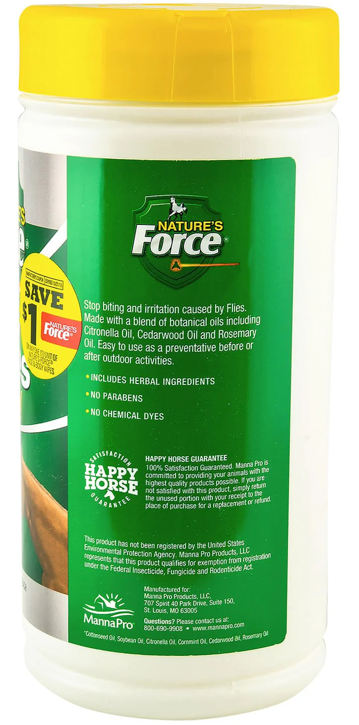 Nature's Force Face & Body Pest Preventative Wipes for Horses - Image 3