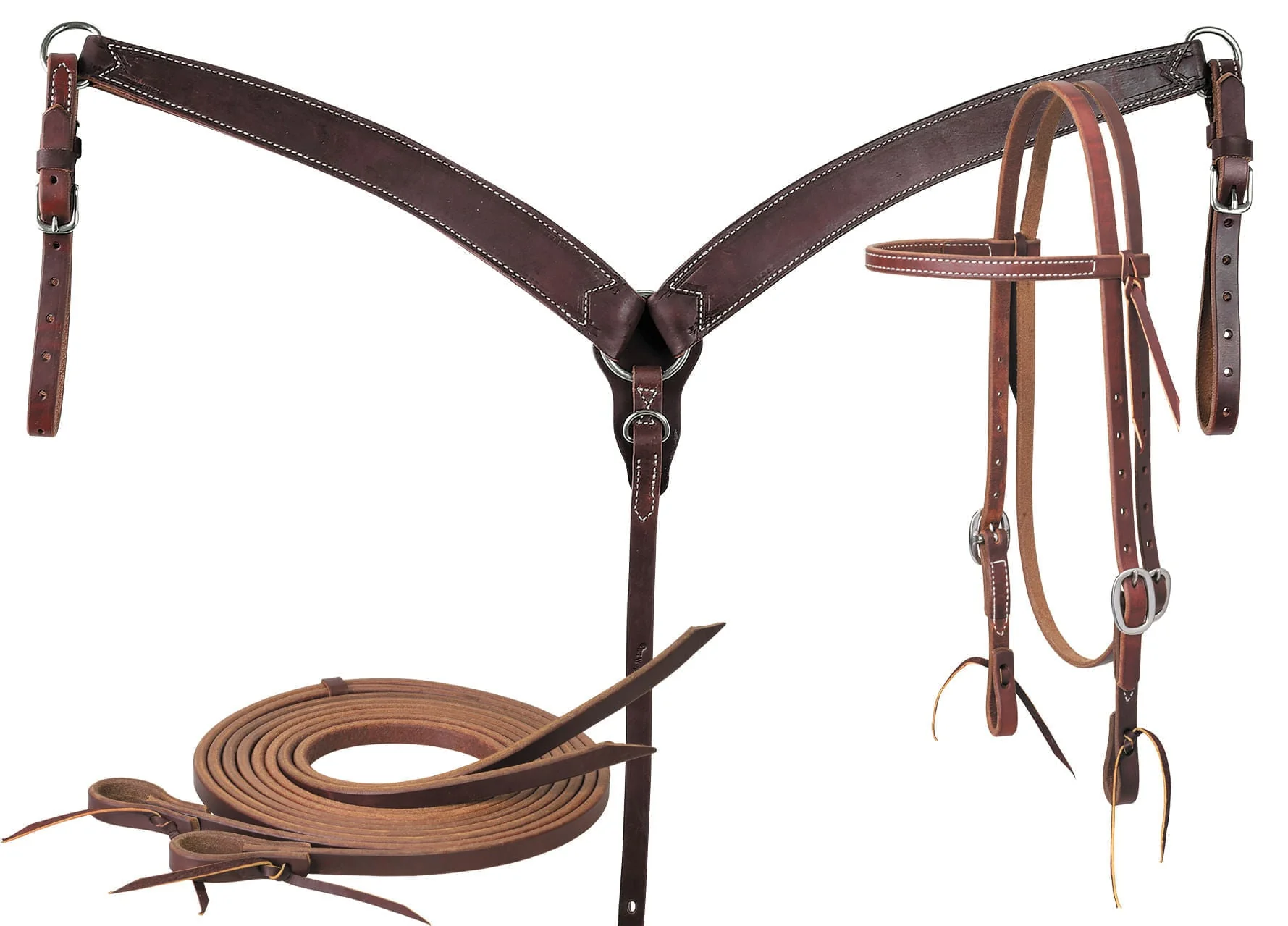Oiled Harness Tack Set with Browband Headstall, Stainless Kit