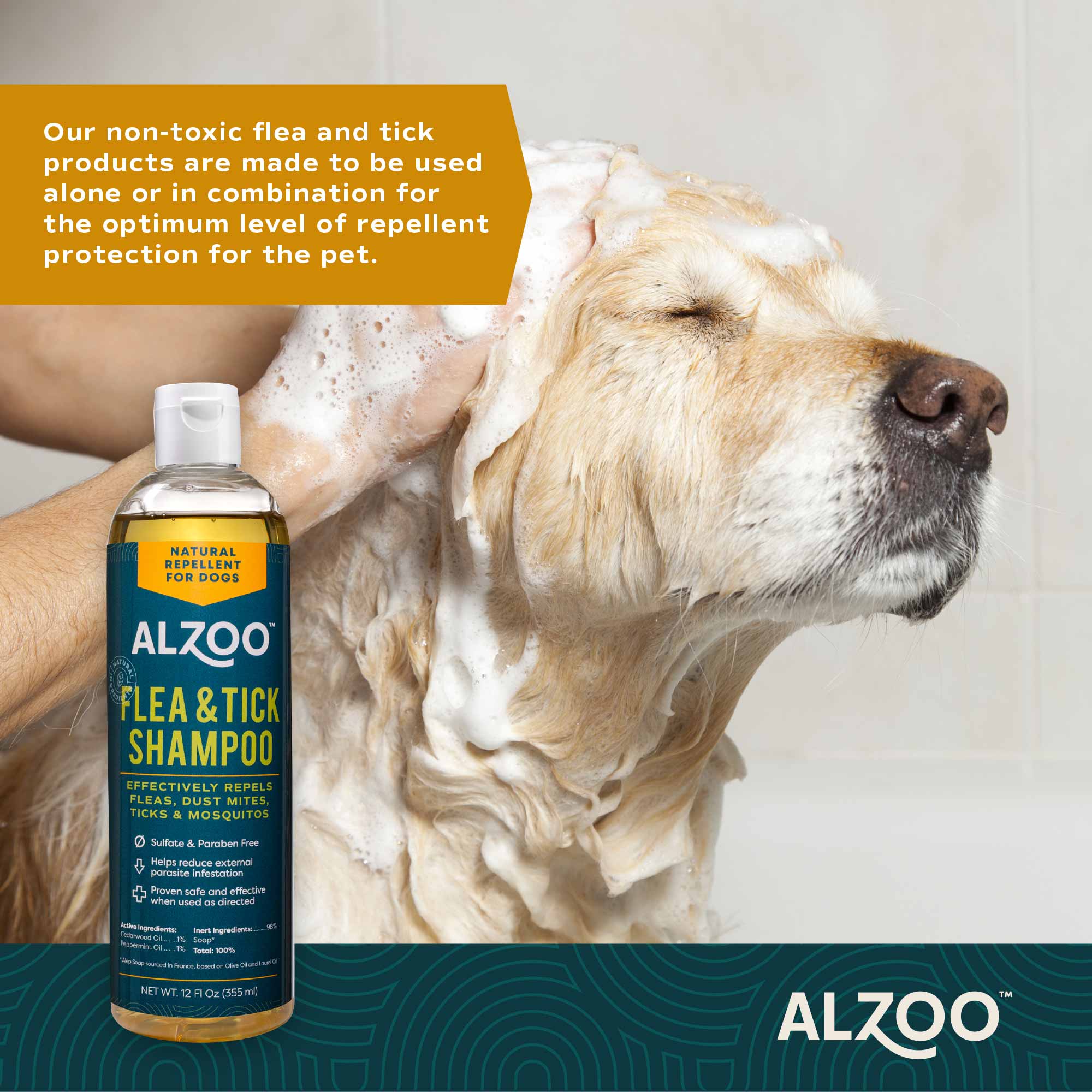 Natural Plant-Based Peppermint & Cedarwood Flea & Tick Shampoo for Dogs & Cats, 12 oz - Image 4