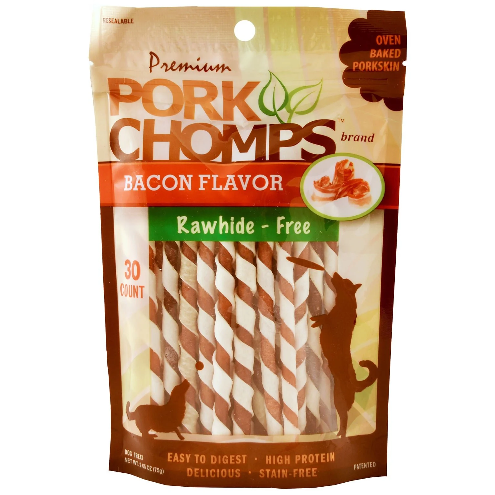 Pork Chomps Premium Twists – Rawhide-Free Dog Chews, Bacon, Chicken & Roasted, 6-Inch Oven-Baked Treats for Medium & Large Dogs - Image 2